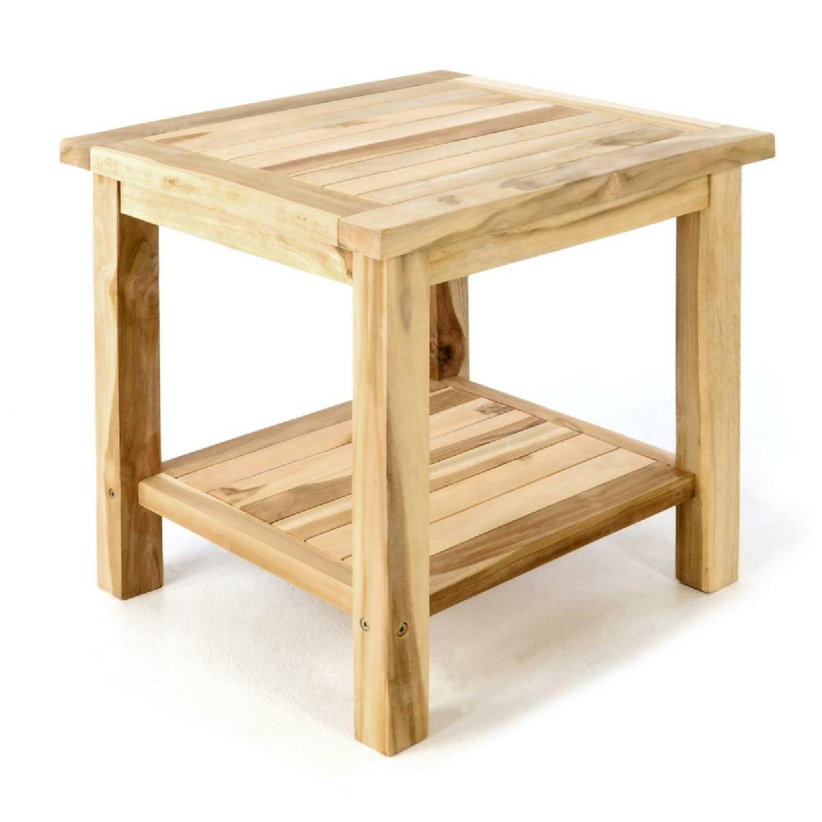 VCM Gartentisch Beistelltisch mit Ablage Natur günstig online kaufen