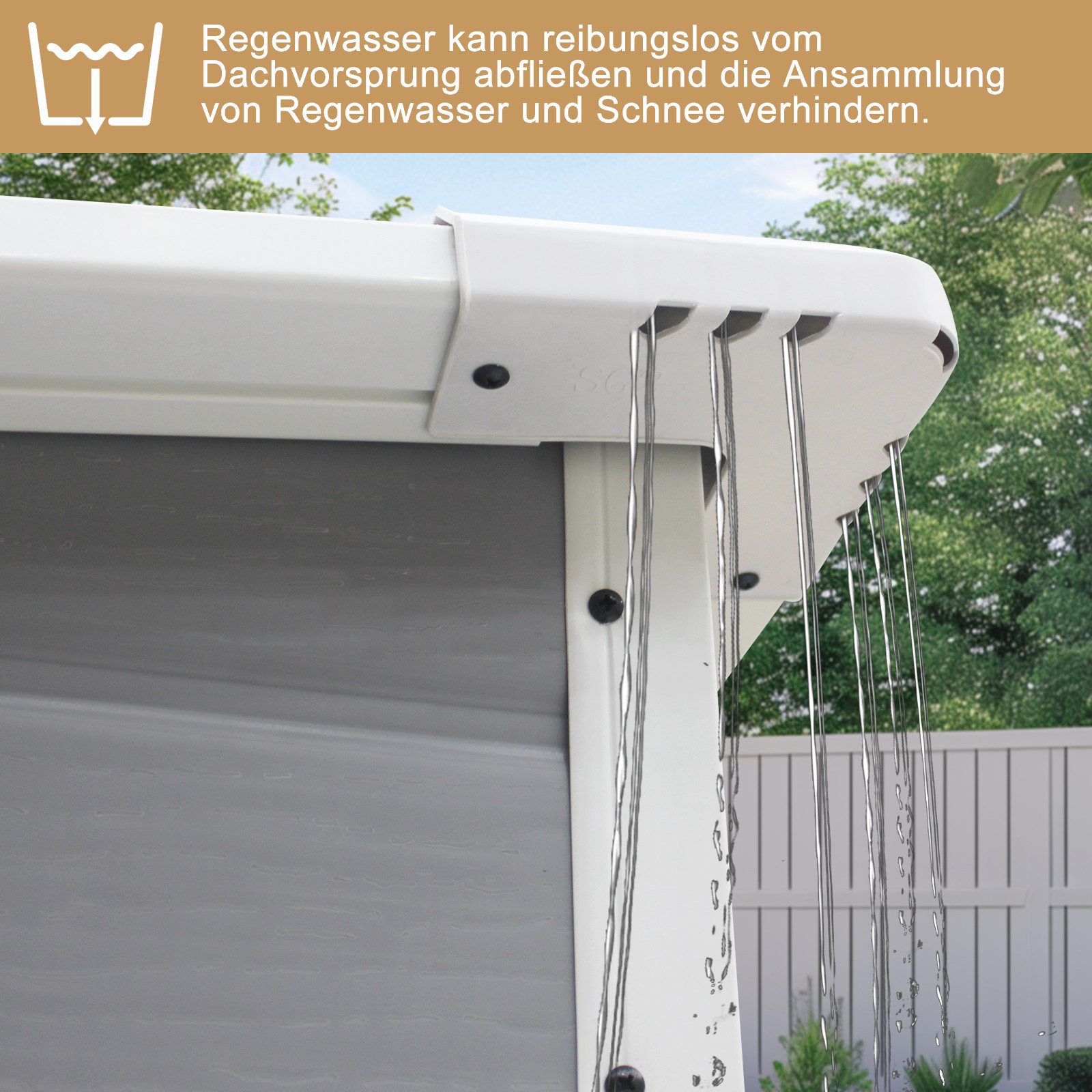 LALAHO Gartenhaus Geräteschuppen Kunststoff, BxT: 182x134 cm, 182 x 134 x 210 cm, Gerätehaus wetterfest, für Gärten