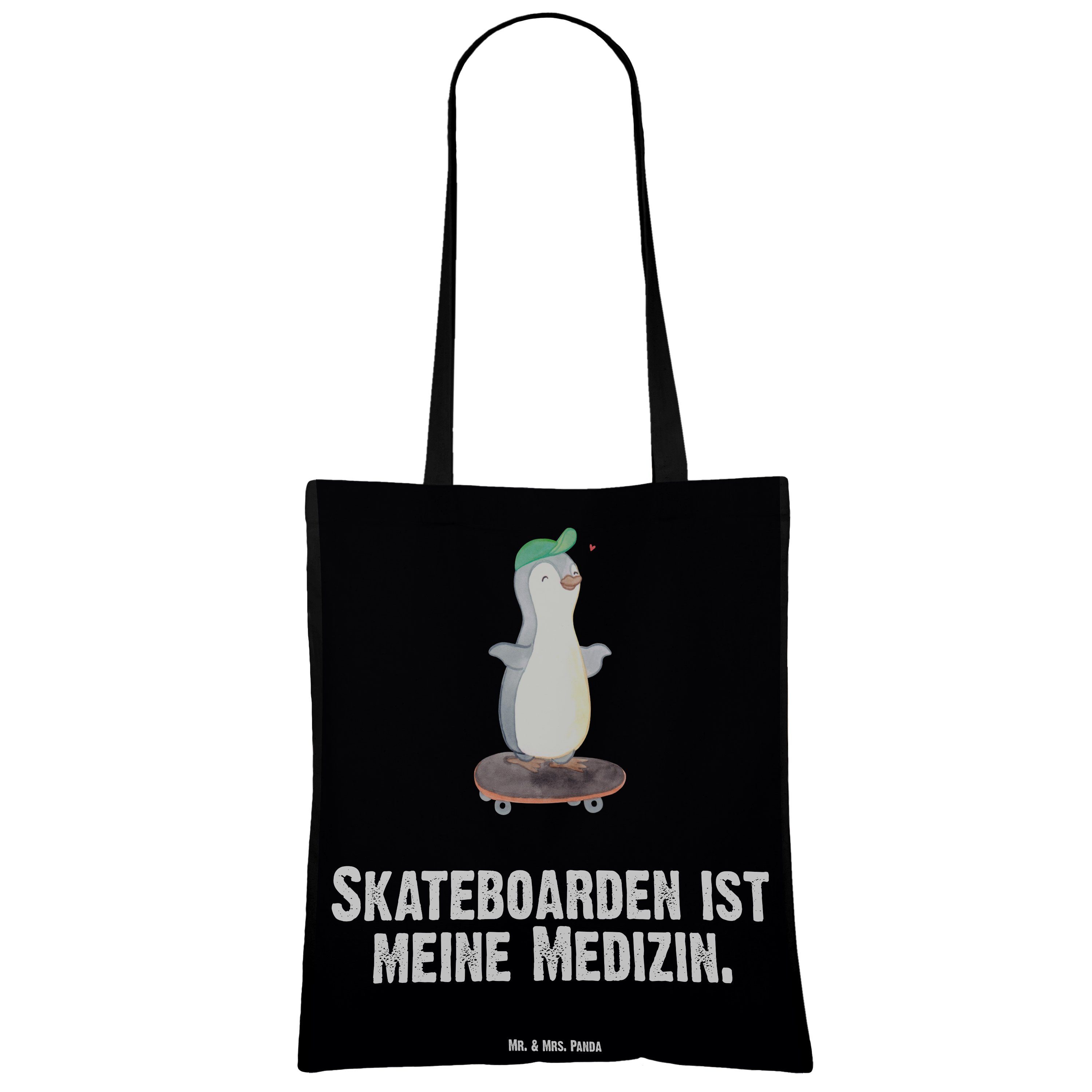 & Medizin Pinguin - Skateboarden - Skaten, Mr. Sc Mrs. (1-tlg) Geschenk, Tragetasche Beutel, Schwarz Panda