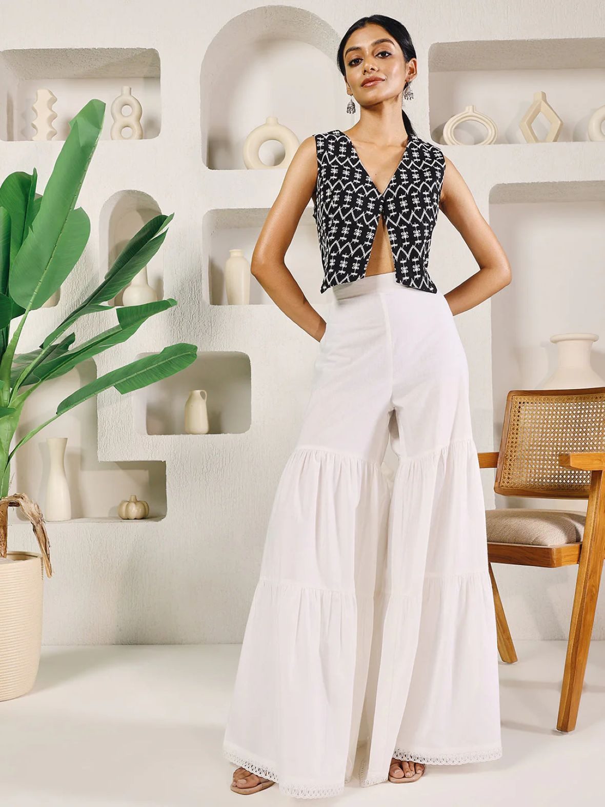 PfauGermany Palazzohose FIORRA Cotton stylish and relaxed Tiered Sharara Hose