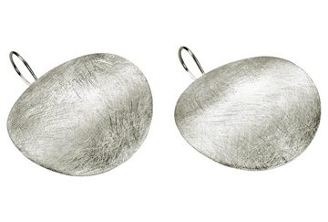 SILBERMOOS Paar Ohrhänger Klassische runde Ohrhänger mit eisgekratzter Oberfläche, 925 Sterling Silber