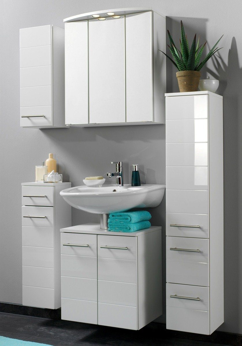 welltime Midischrank "Porto" Breite 50 cm, mit hochglänzenden Fronten günstig online kaufen