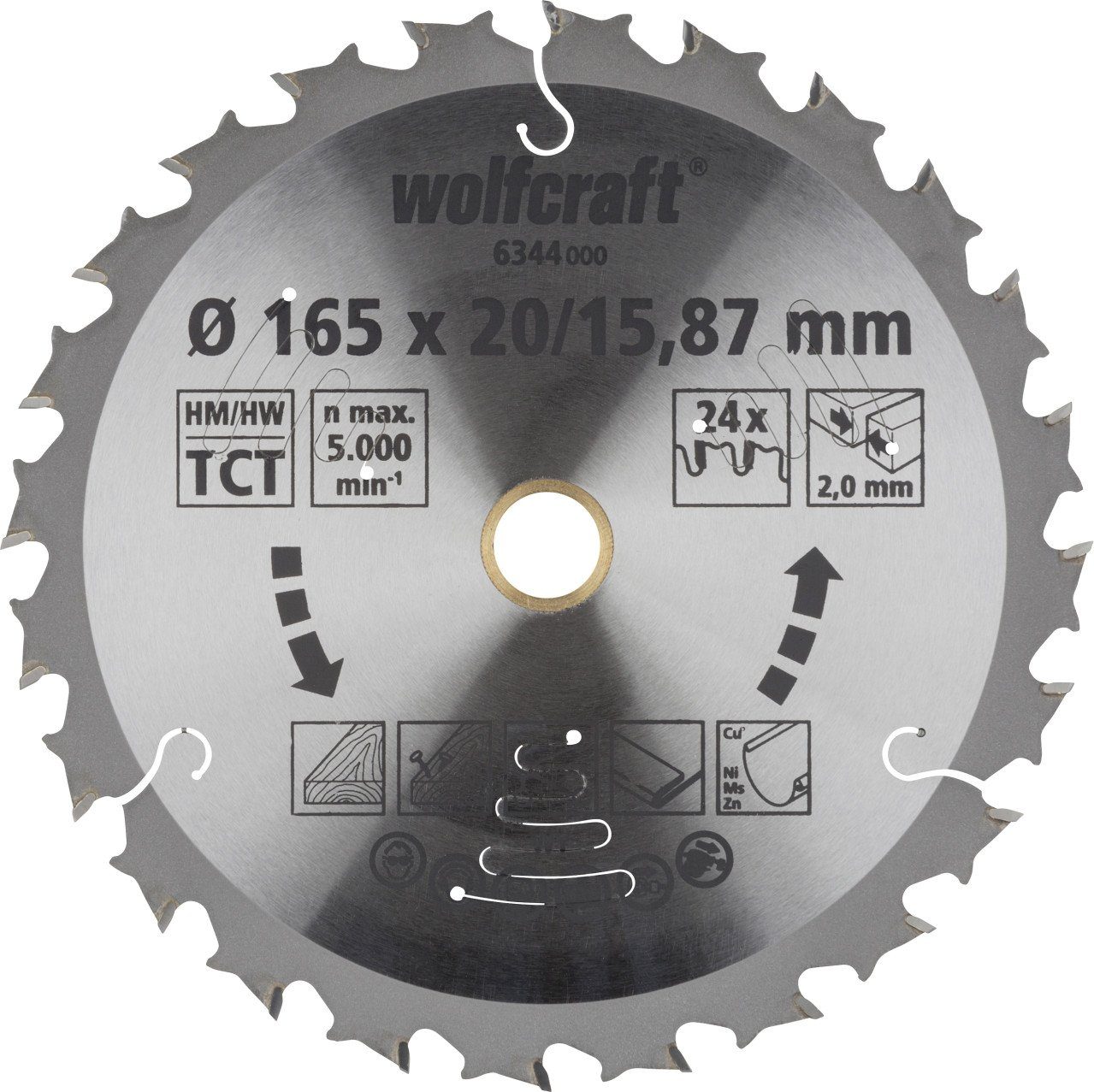 Wolfcraft Kreissägeblatt Wolfcraft Kreissägeblatt Ø 165 mm Bohrung Ø 20 mm
