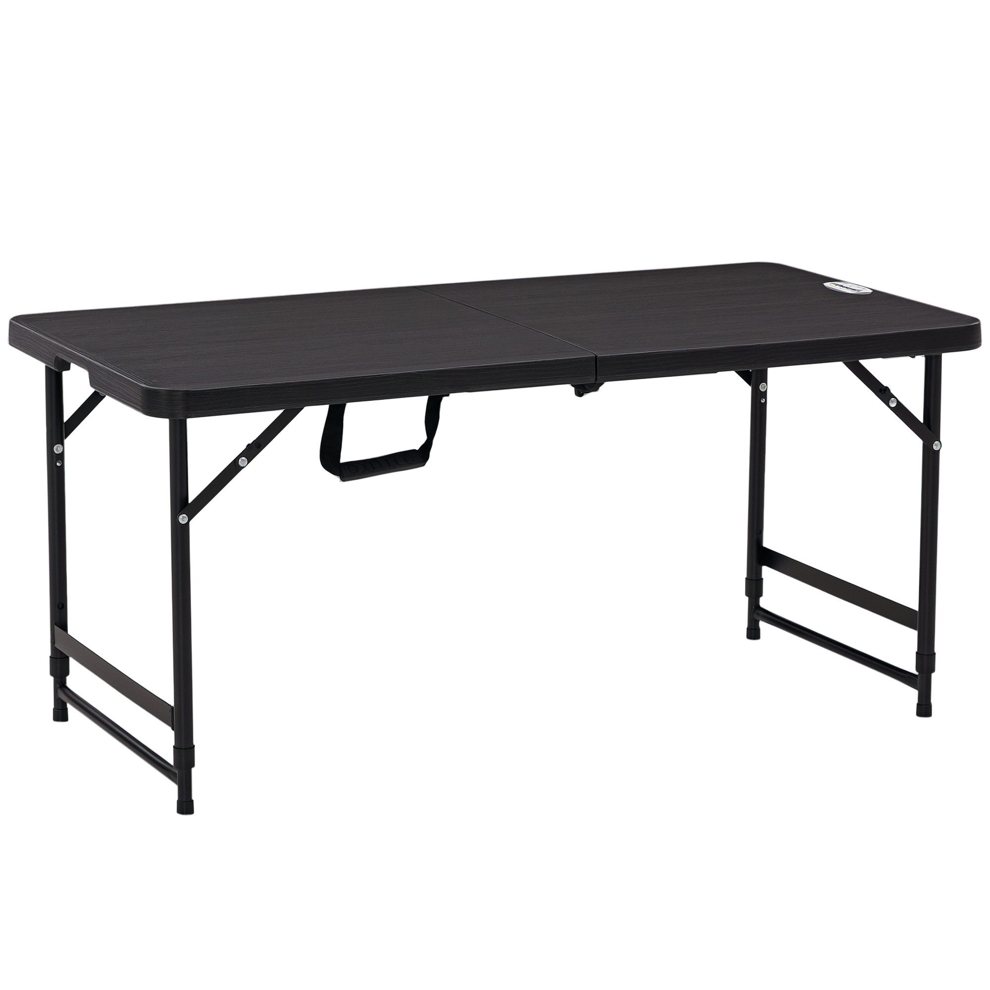 Outsunny Gartentisch Campingtisch Buffettisch mit Stahlgestell (Terrassentisch für 4 Personen, 1-St., Höhenverstellbarer Klapptisch), HDPE 118 x 60 x 74 cm, Dunkelgrau