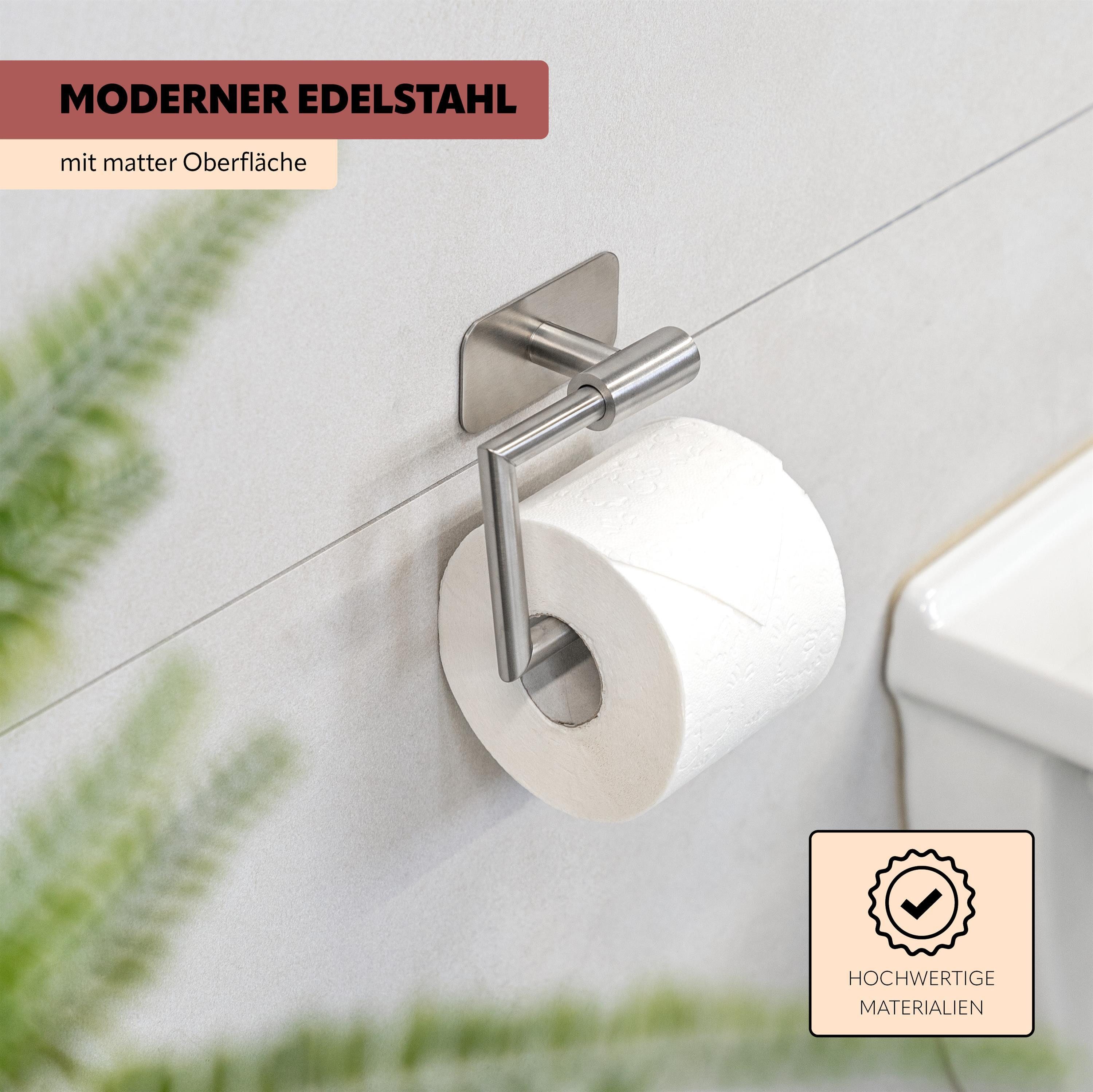 bremermann Toilettenpapierhalter Bad-Serie PIAZZA TAPE Toilettenpapierhalter selbstklebend Edelstahl (1-St) – Bild 5 von 5