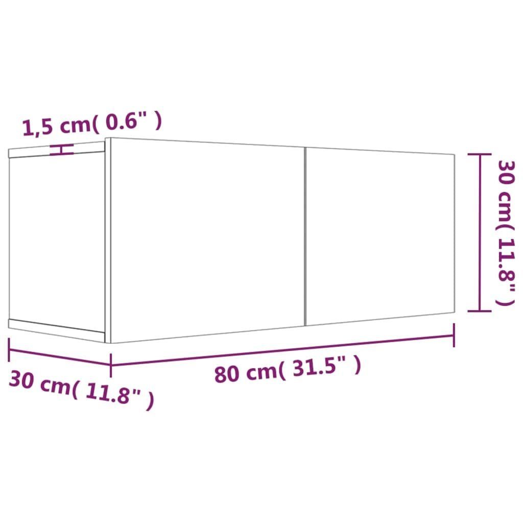 vidaXL TV-Schrank (1-St) Holzwerkstoff TV-Schrank 80x30x30 Braun Eiche Braune Eichen-Optik cm