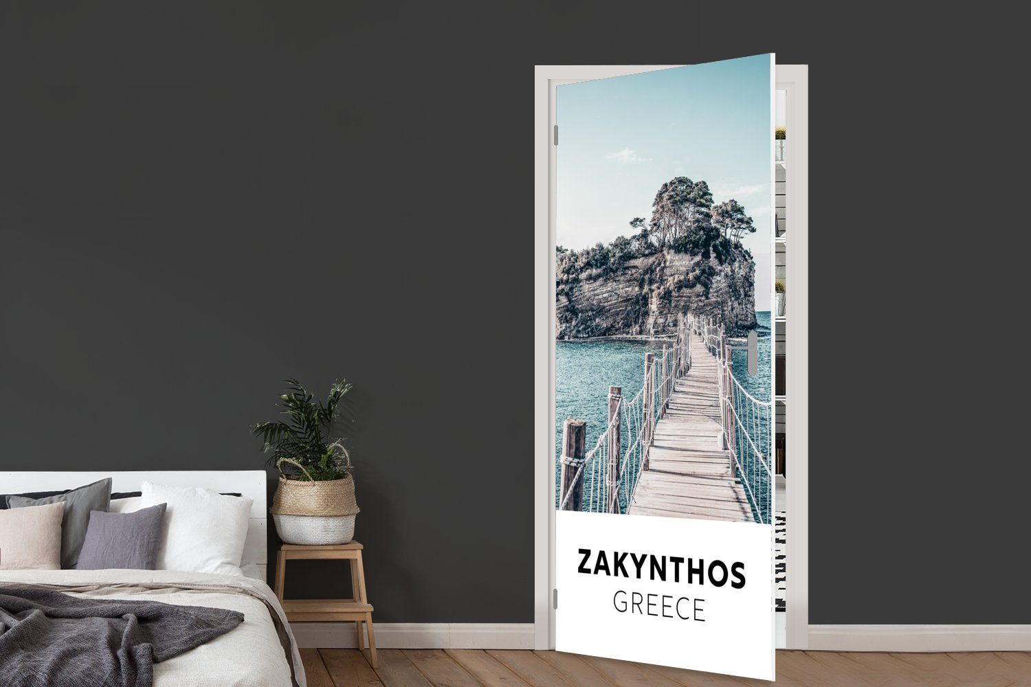 Zakynthos MuchoWow Brücke, Türaufkleber, Tür, für Matt, (1 Fototapete St), cm Griechenland - 75x205 - Türtapete bedruckt,