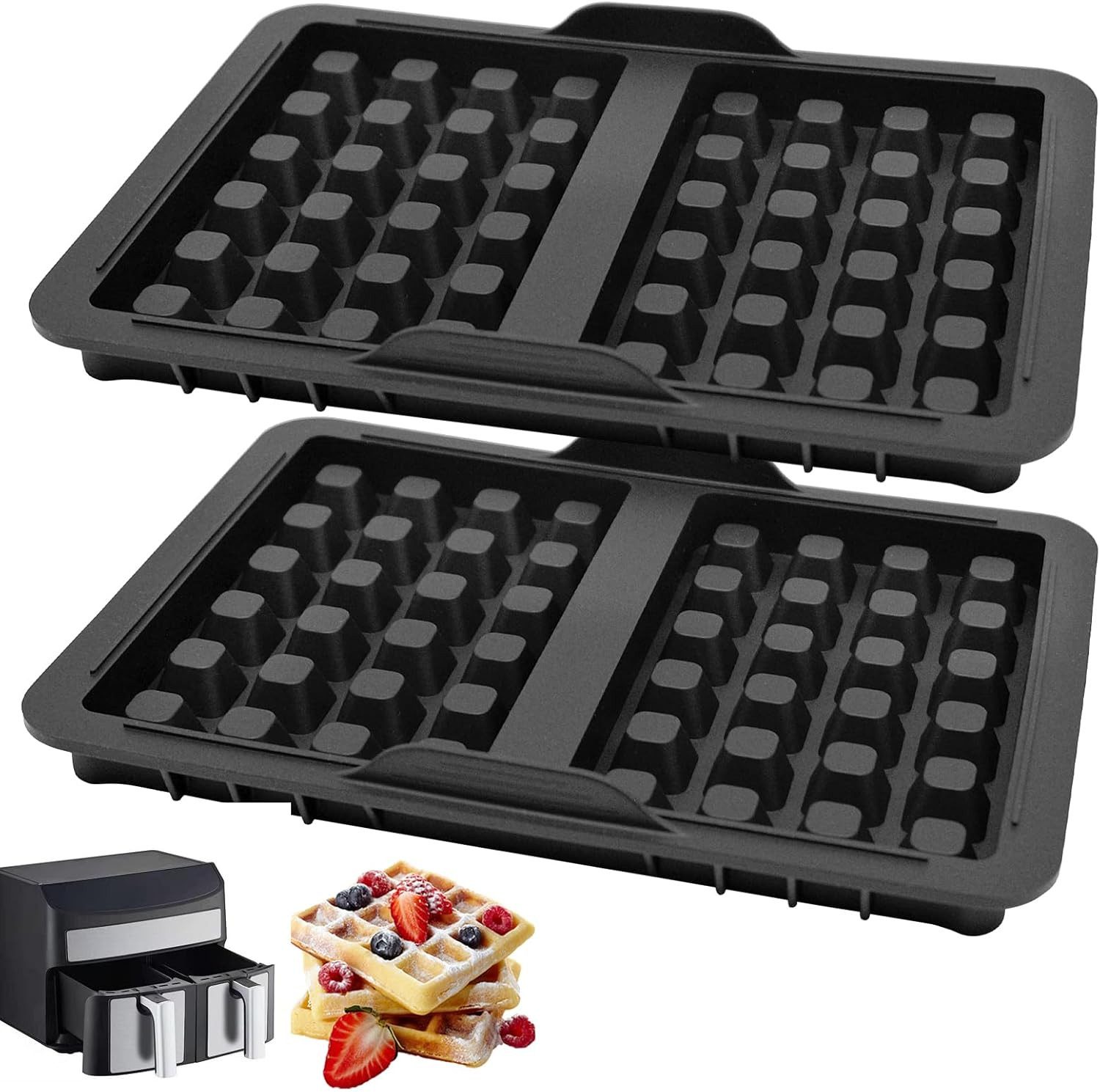 LIANNA Backstein Silikon-Waffelform, Waffelbackform mit 2 Mulden, (Set, 2-St., 2 Formen), Quadratische Waffelform für Kuchen, Schokolade & Süßigkeiten (2 St)
