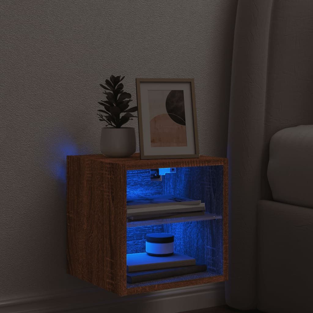 vidaXL TV-Wand TV-Wandschrank mit LED-Leuchten Braun günstig online kaufen