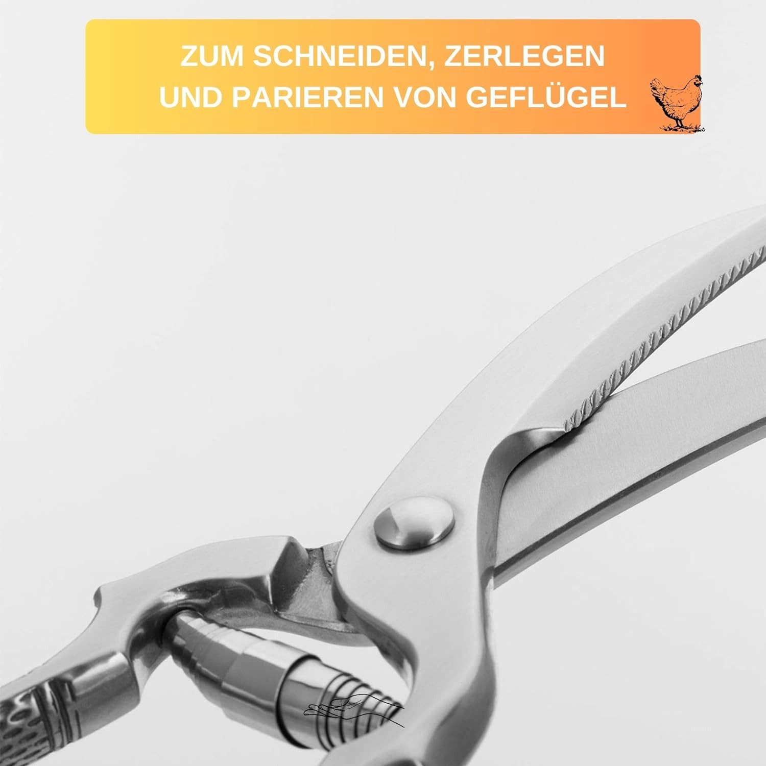 Thiru Geflügelschere Premium Küchenschere mit Federmechanismus für Rechts- und Linkshänder, (1-tlg), Federmechanismus, für Rechts- & Linkshänder, Aufbewahrungshülle