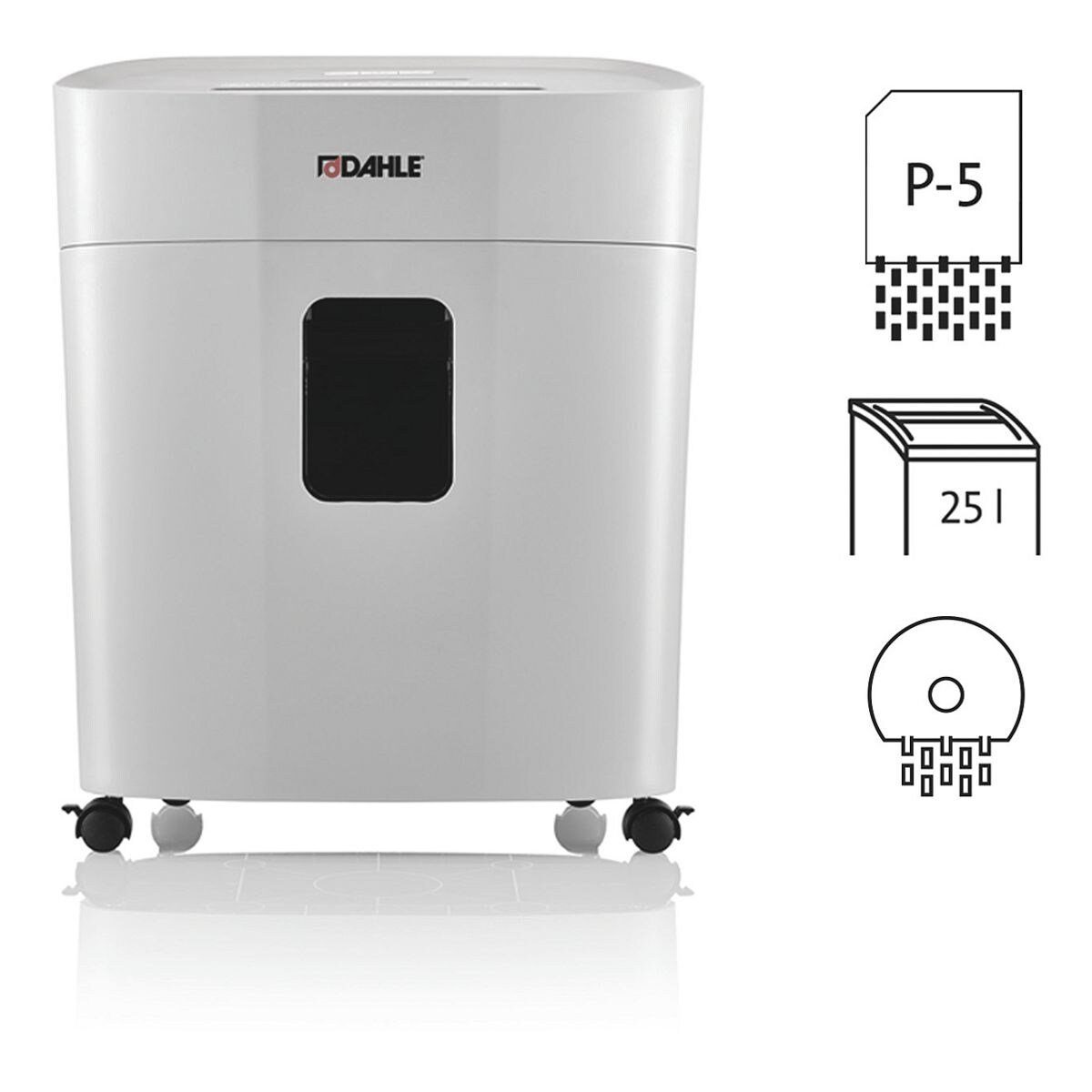 DAHLE Aktenvernichter PaperSAFE® 420, Partikelschnitt 2x15 mm, Einzelblatt bis 10 Blatt, 25 Liter