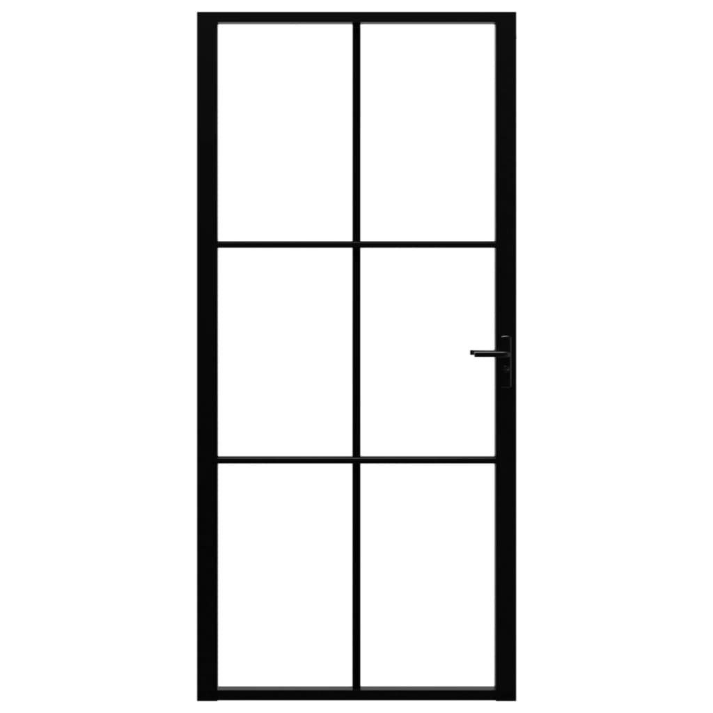vidaXL Haustür Innentür ESG Glas und Aluminium 93x201,5 cm Schwarz (1-St)