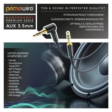 Primewire Audio-Kabel, AUX, 3,5-mm-Klinke (200 cm), HiFi Klinkenkabel Verbindungskabel 90° gewinkelt für Audiogeräte, 2m