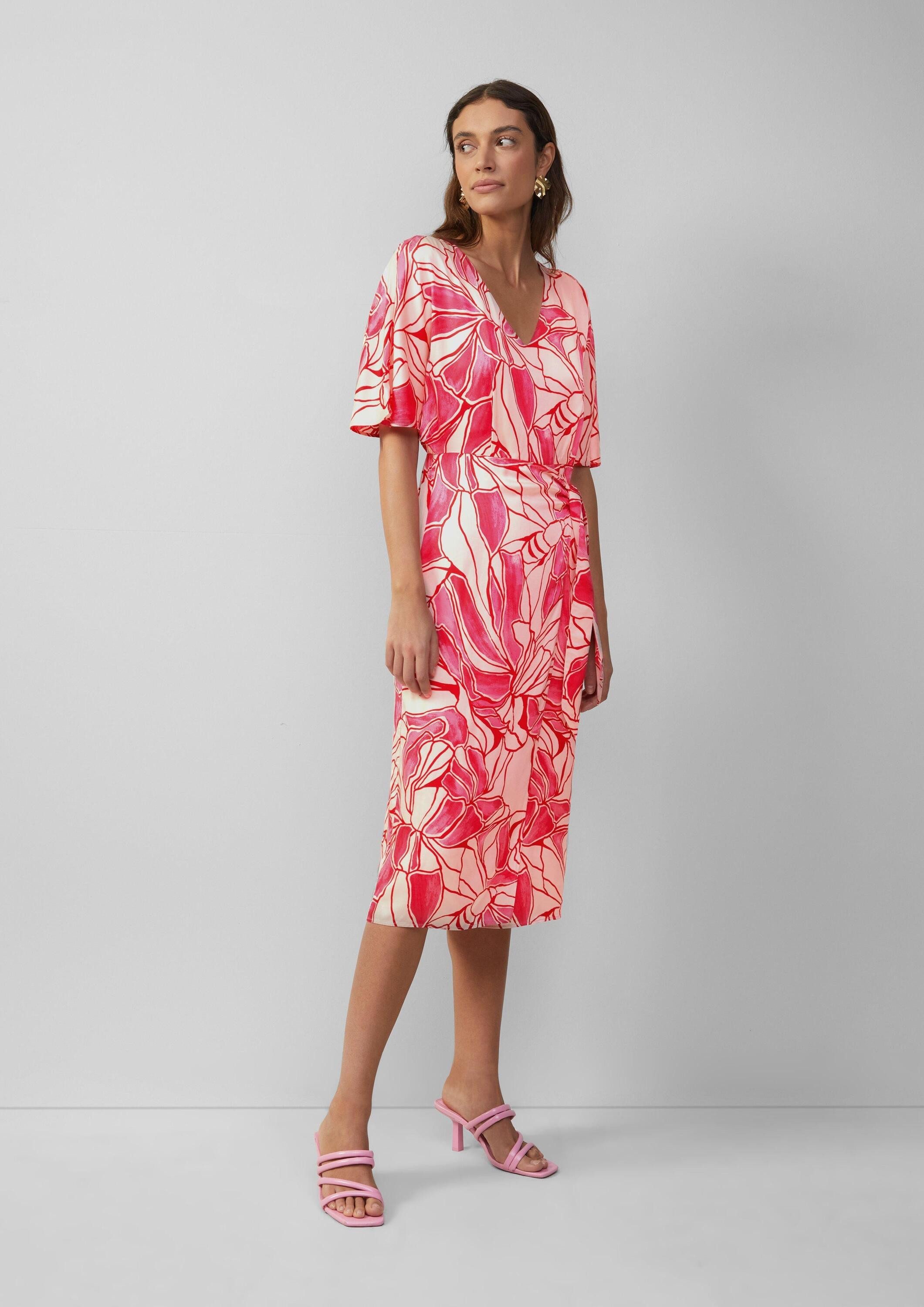 s.Oliver Midikleid Kleid Satinkleid in Wickeloptik mit V-Ausschnitt günstig online kaufen