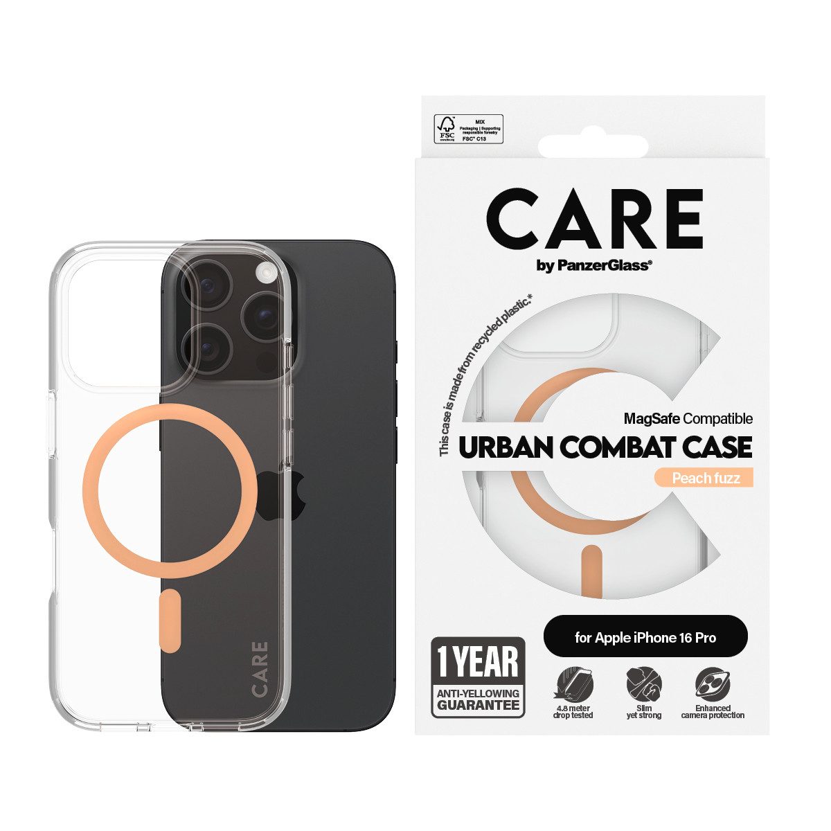 CARE by PanzerGlass Handyhülle Urban Combat Case für Apple iPhone 16 Pro, Backcover, Schutzhülle, Handyschutzhülle, Case, Schutzcase, stoßfest