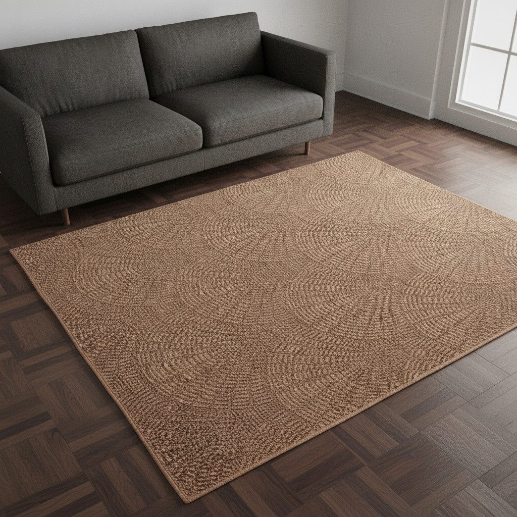 TaCa Home Teppich Outdoor & Indoor Teppich wetterfest Flachgewebe Fächermuster Natur, rechteckig, Höhe: 6 mm, antistatisch