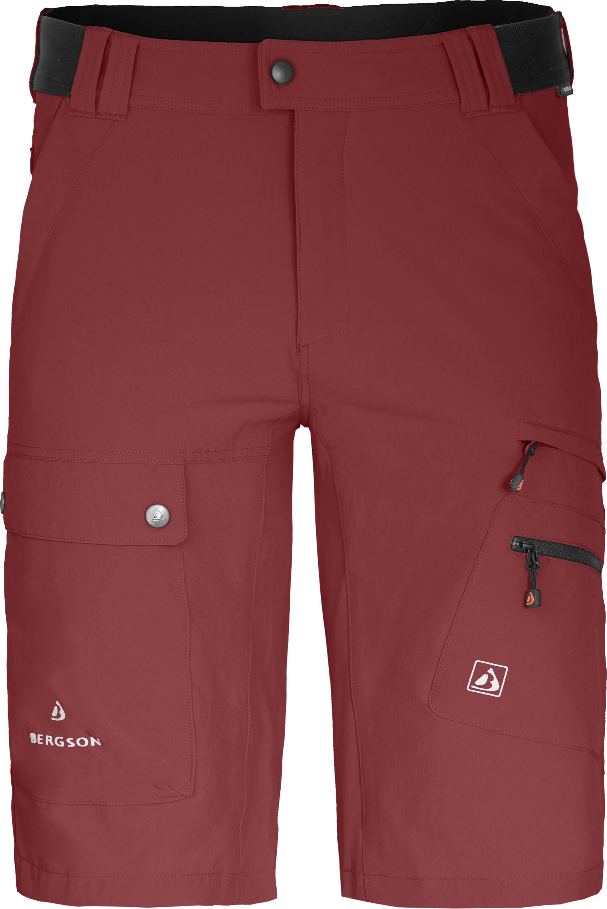 Bergson Outdoorhose rot Taschen, braun Normalgrößen recycelt, 8 elastisch, Herren Bermuda FROSLEV Wandershorts