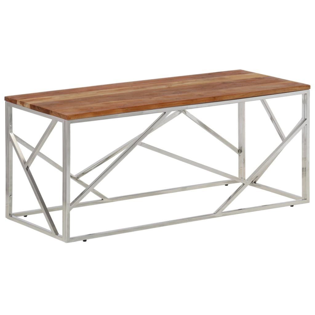Couchtisch Couchtisch Silbern Edelstahl und Massivholz