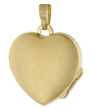 trendor Kette mit Anhänger Medaillon Herz 333 Gold mit vergoldeter Silberkette