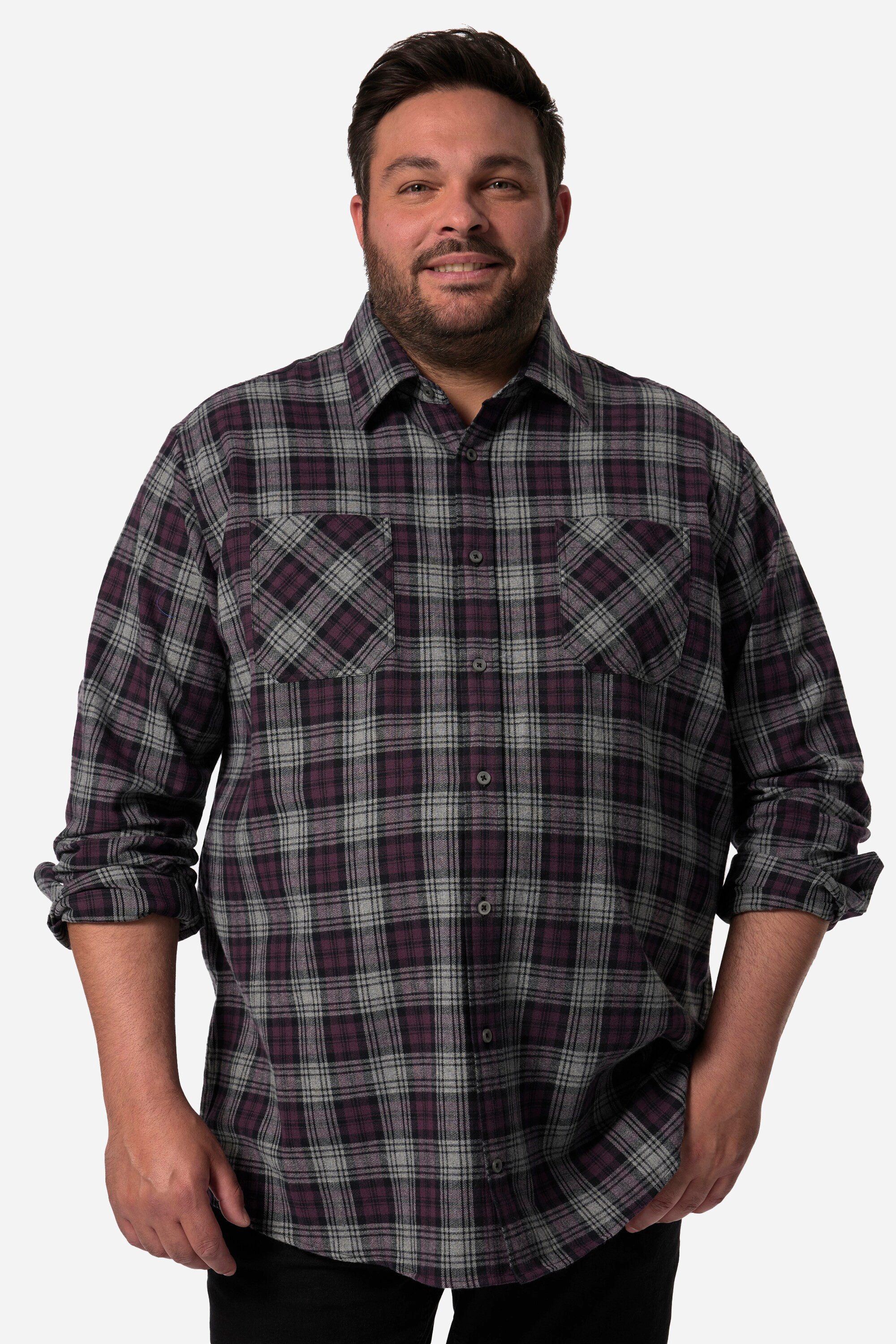 Businesshemd Men+ Karo-Flanellhemd Langarm Kentkragen bis 8 XL