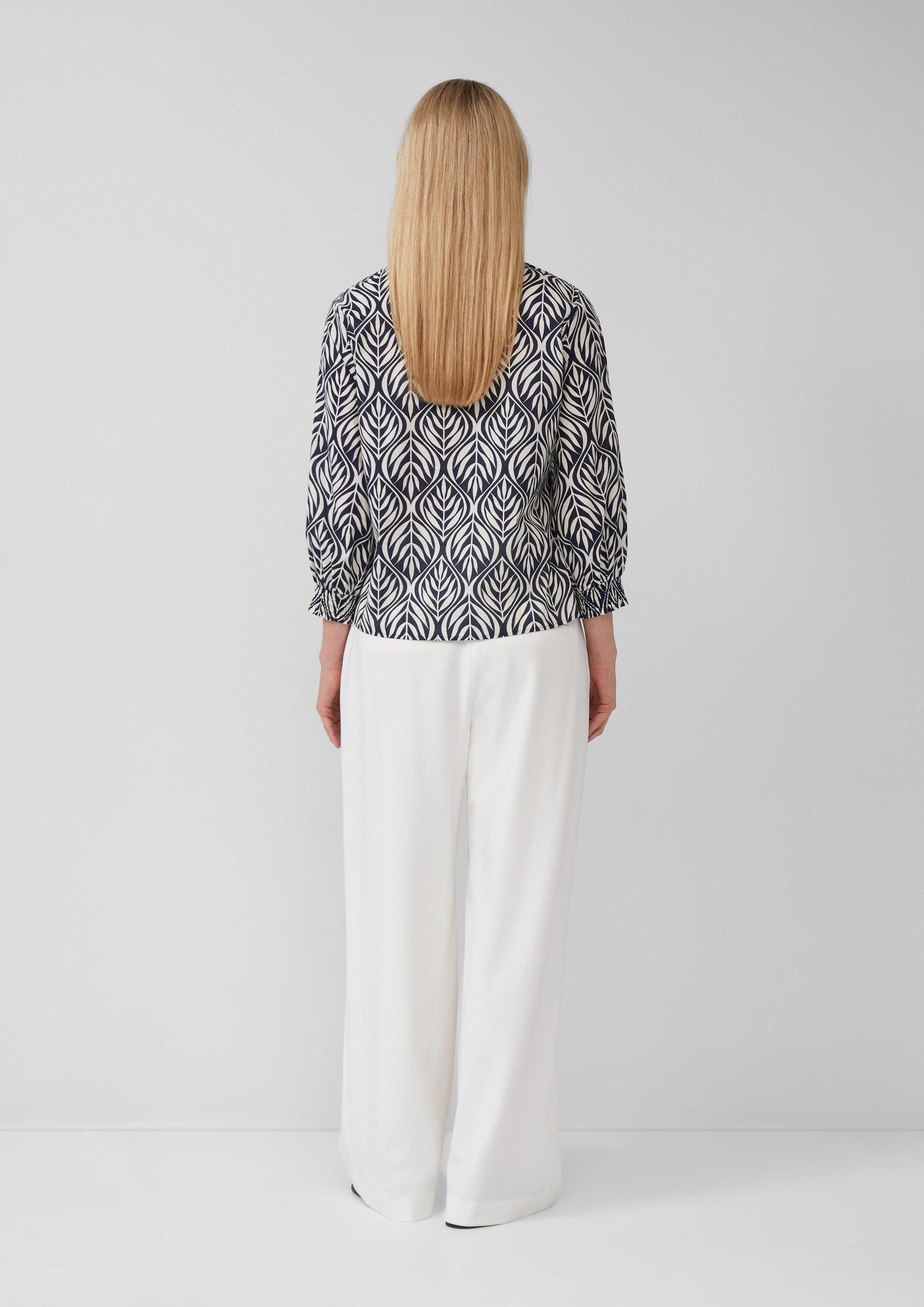 s.Oliver Kurzarmbluse Bluse Tunikabluse mit 3/4-Ärmeln und All-over-Print