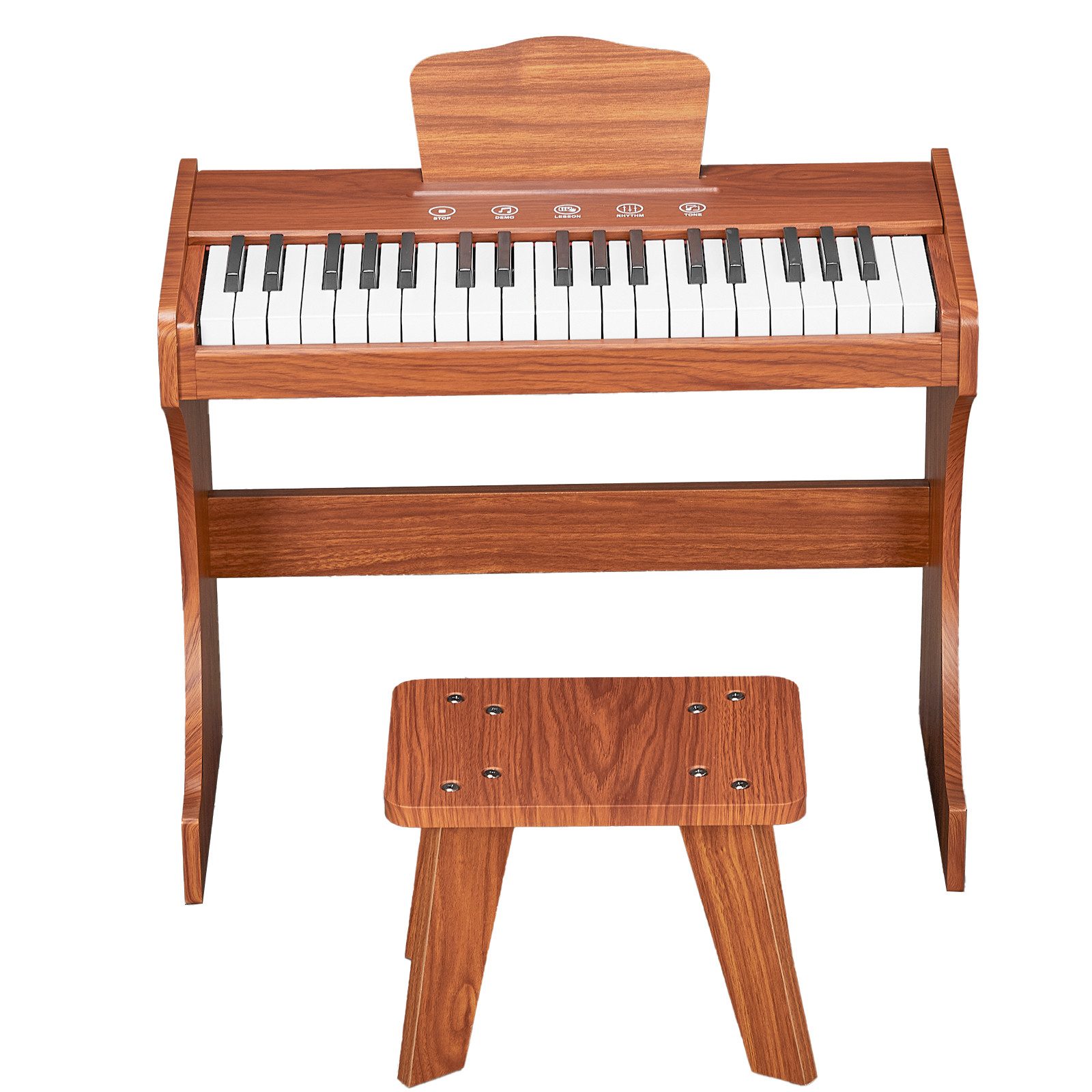 LALAHO Digitalpiano Kinderklavier Piano 37 Tasten – Touch-Key-Steuerung, mit Hocker, 8 Klangfarben, 16 Rhythmen, 10 Demo-Songs,2 Lernmodi