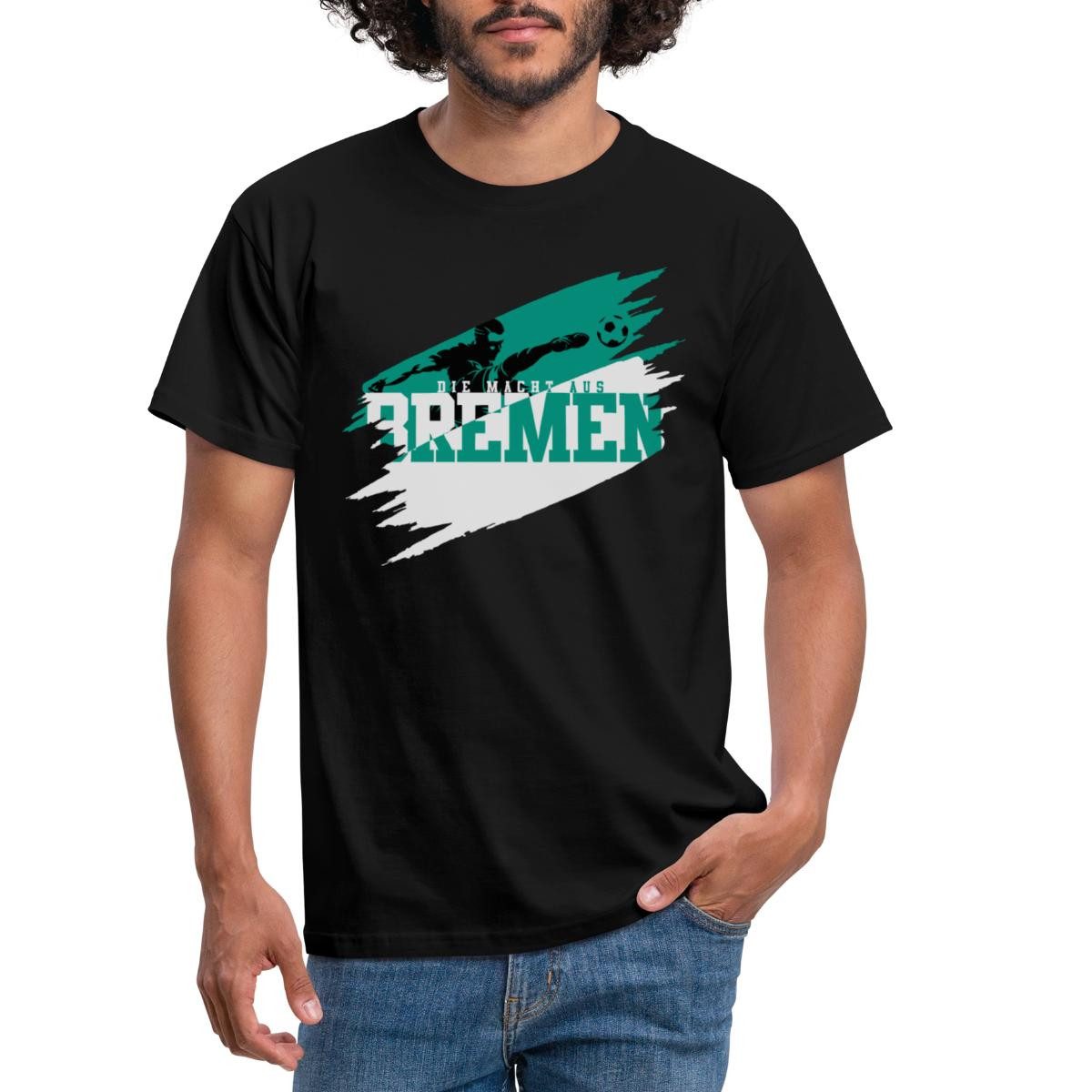 Spreadshirt T-Shirt Die Macht Aus Bremen Grün-Weiß Fußball Fan Männer T-Shi günstig online kaufen