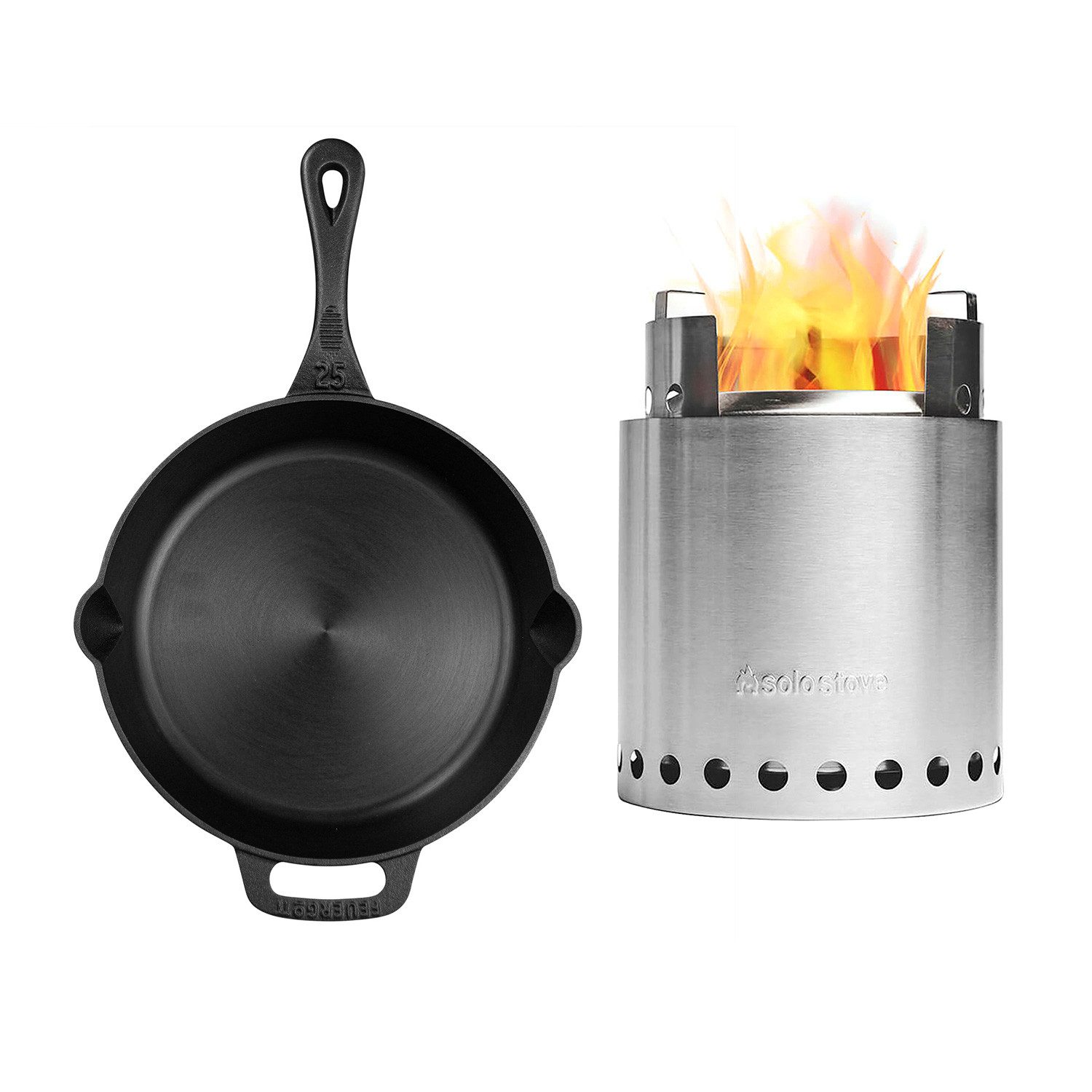 Feuergott Feuerschalen-Pfanne FEUERGOTT Feuerpfanne 25 mit Stiel Schwarz