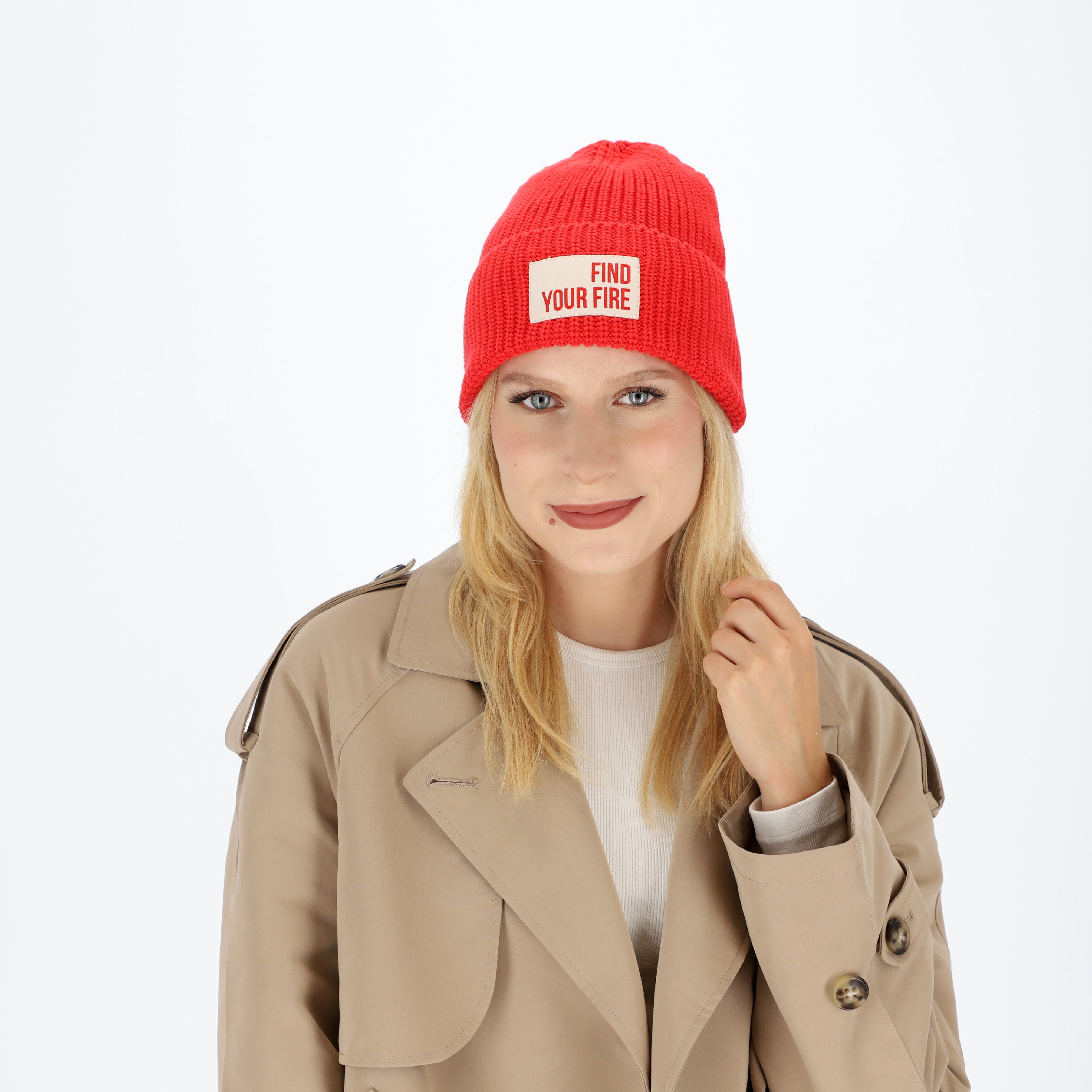 halsüberkopf Accessoires Strickmütze Achtsamkeit mit Statement-Badge günstig online kaufen