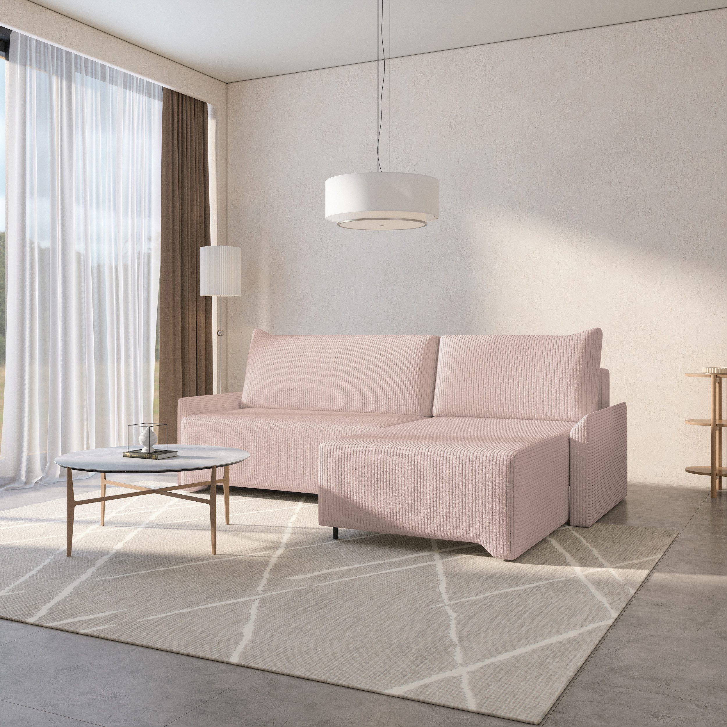 MOEBLO Ecksofa ROCKY, – Cordstoff Sofa in L-Form – Schlafsofa mit Schlaffun günstig online kaufen