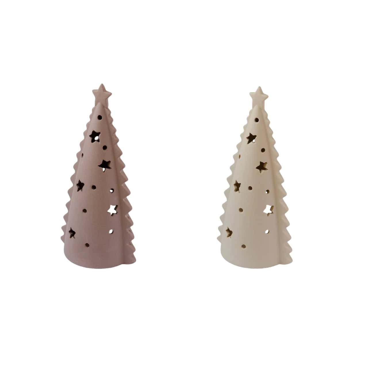 Home Delight B.V. Teelichthalter Teelichthalter Tannenbaum Baum aus Keramik 8,9 x 6,7 x 17 cm