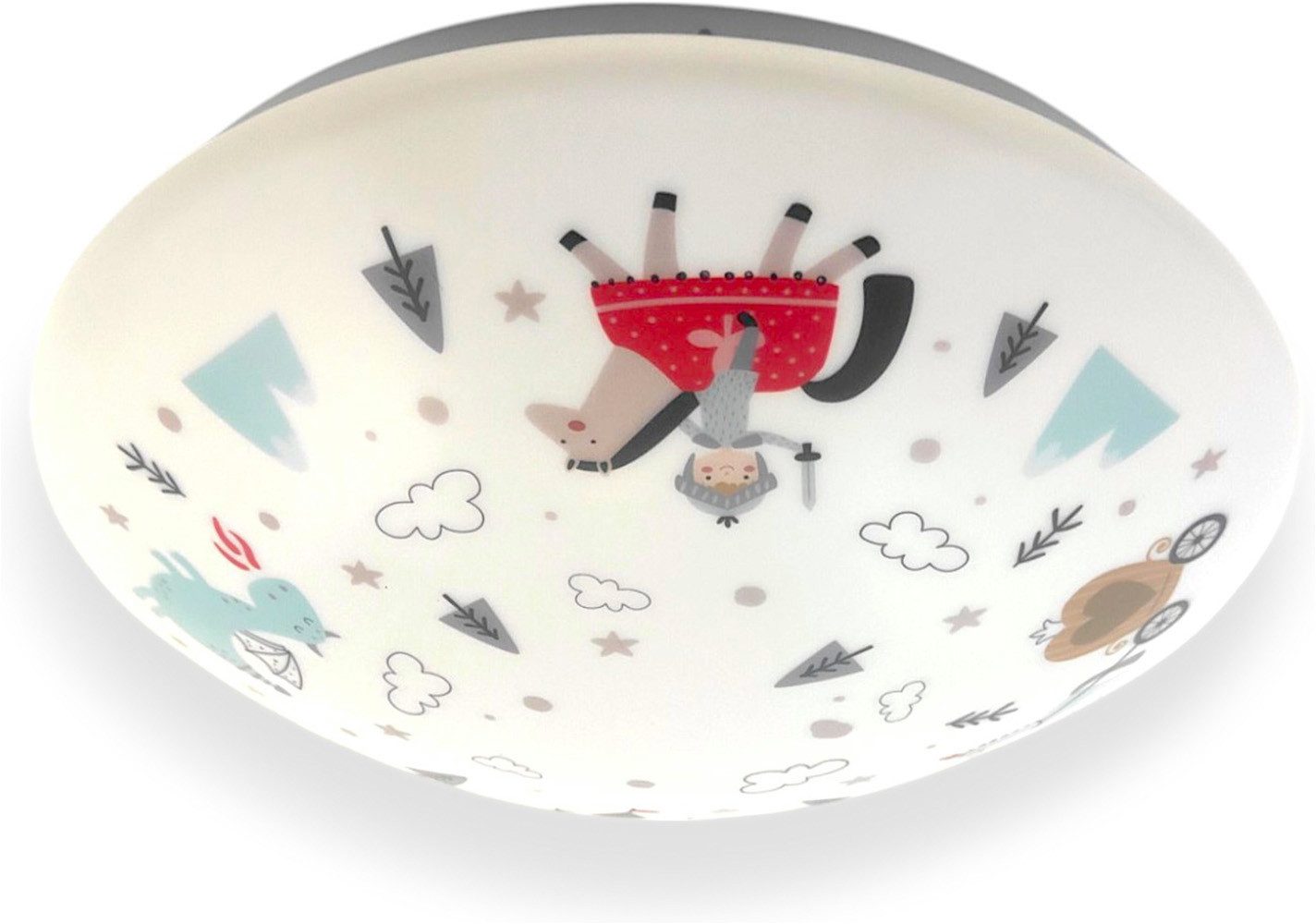 niermann Deckenleuchte Kinderlampe mit Motiv "Ritter Theo", Kinderzimmer, ohne Leuchtmittel, bruchsichere Deckenschale