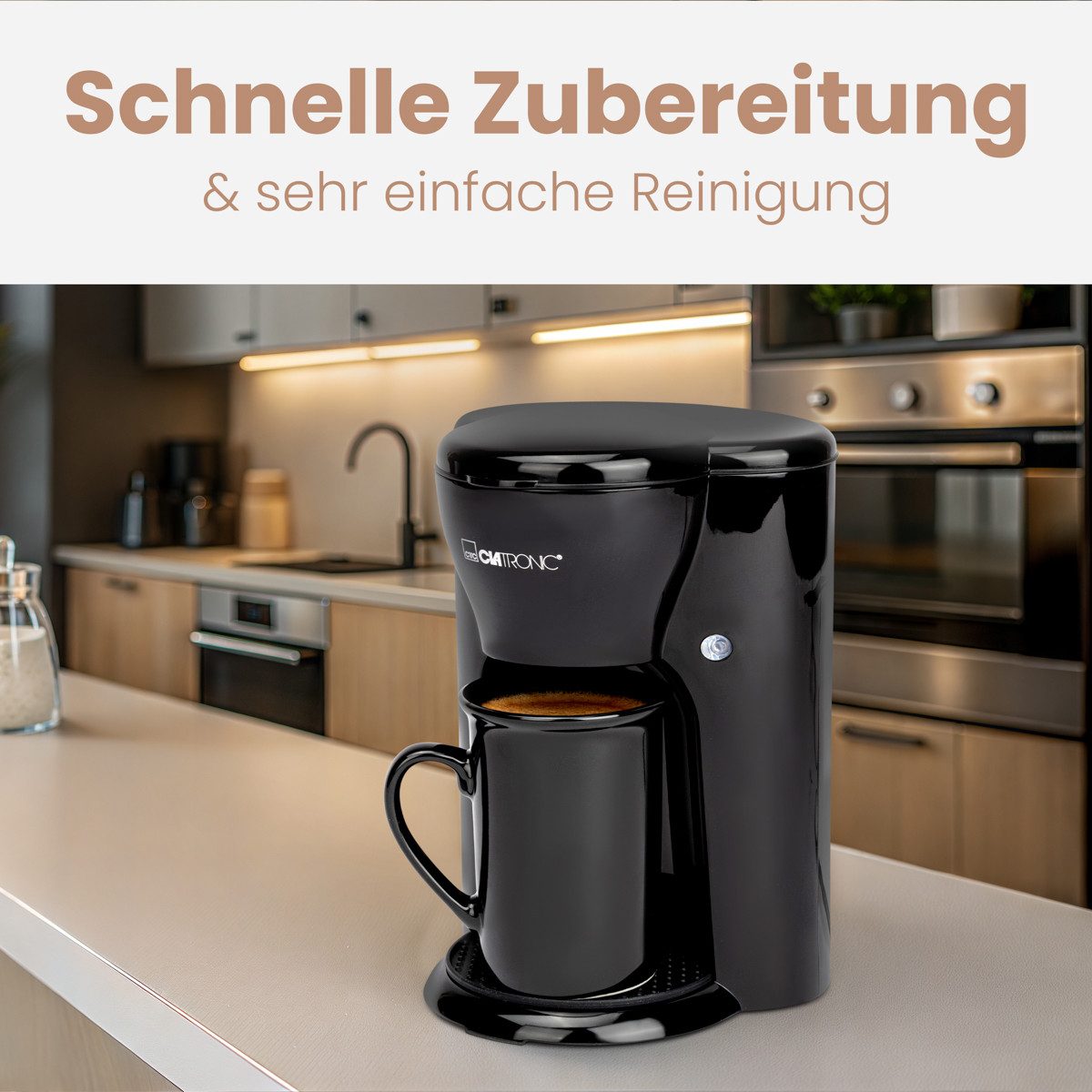 CLATRONIC Filterkaffeemaschine KA 3356, inkl. Keramiktasse, Ideal für unterwegs