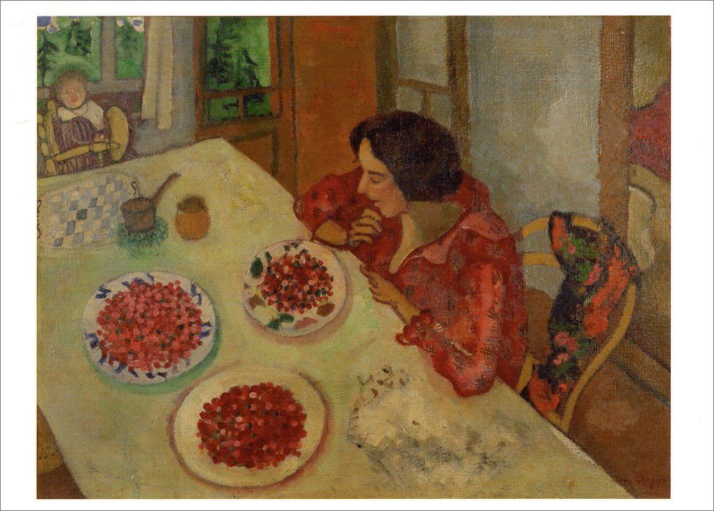 Marc Bella Postkarte und am Tisch" Ida Kunstkarte "Erdbeeren Chagall oder