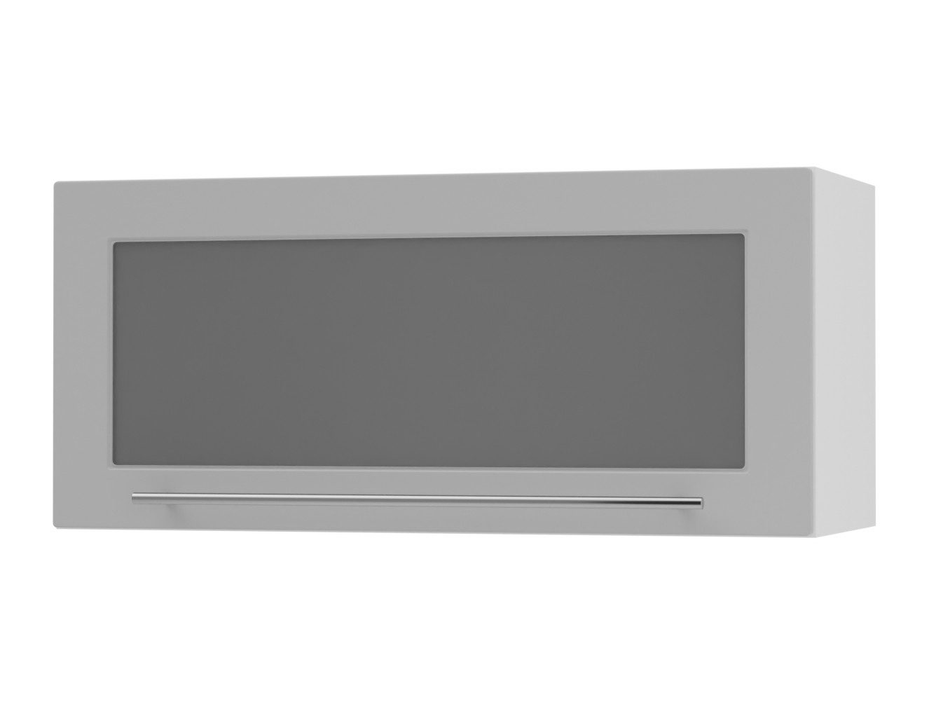 Feldmann-Wohnen Klapphängeschrank Kvantum (1-türig, 1 Fach, Türanschlag oben, Soft-Close, 1-St., Fronten mit dekorativen Fräsungen und leicht abgerundeten Ecken) 80cm Front- & Korpusfarbe wählbar mit 1 Klapptür mit Milchglaseinsatz
