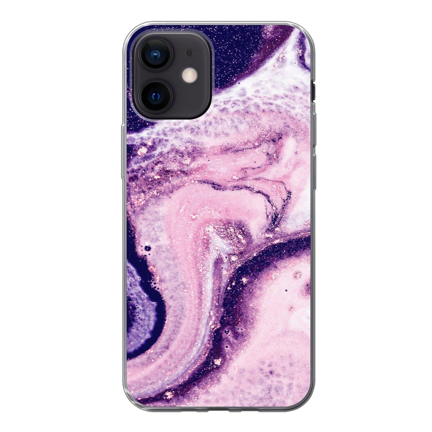 MuchoWow Handyhülle für Apple iPhone 12 Marmor - Glitzer - Chic, Smartphone-Bumper, Print, Handy Schutzhülle Dünn