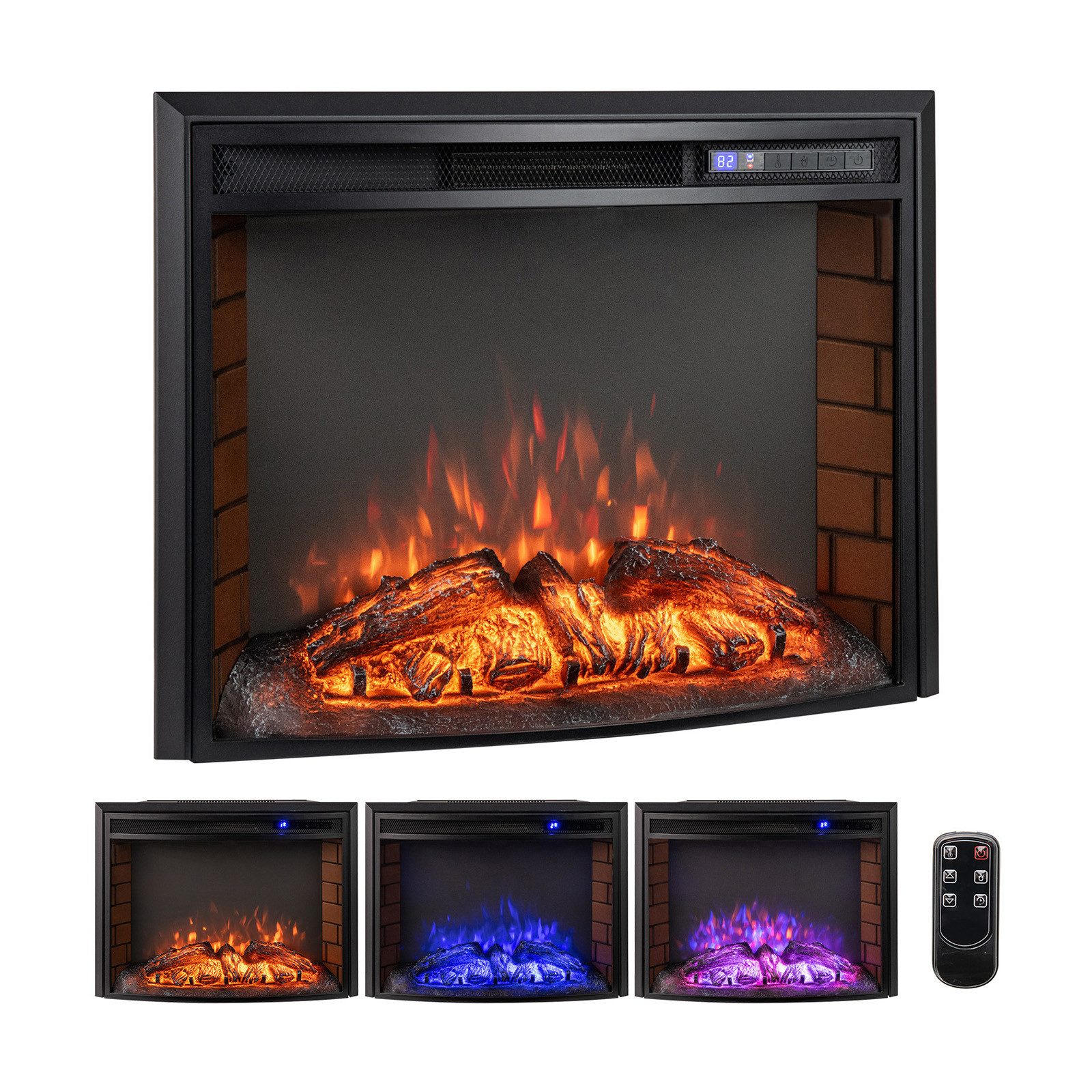 COSTWAY Elektrokamin, mit Heizung, 6H Timer, Flammeneffekt, 750W/1500W