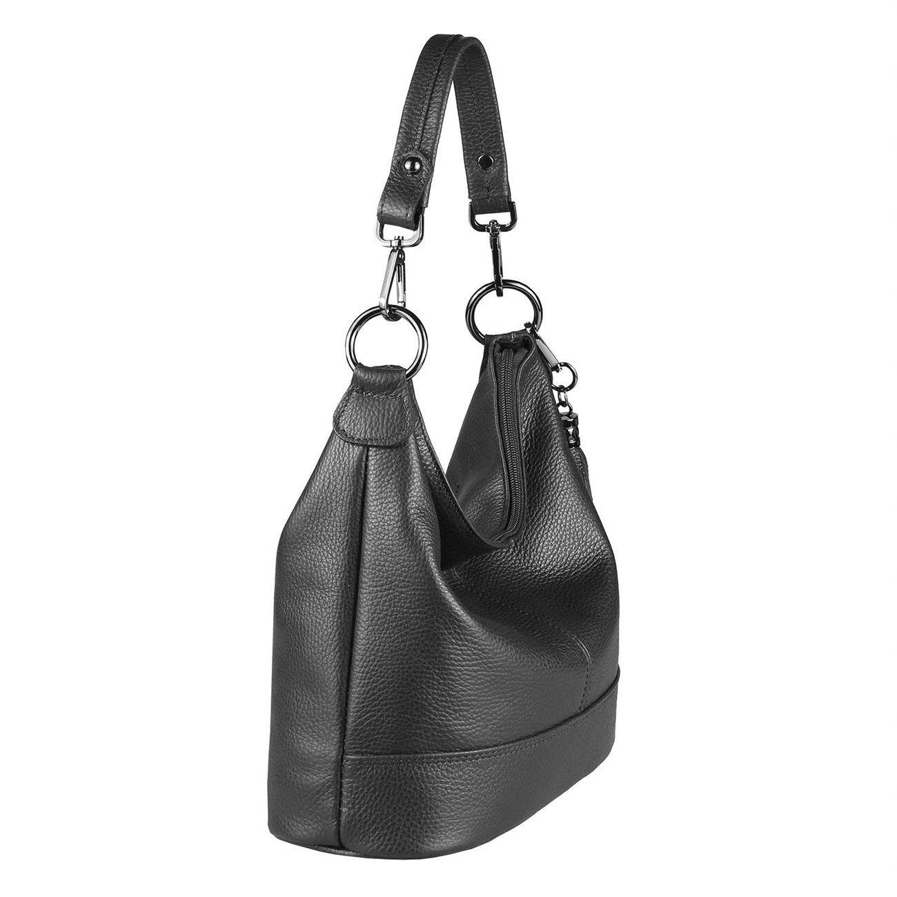 ITALYSHOP24 Schultertasche Schwarz CrossOver, Shopper, als Handtasche, Damen Made Italy Tasche tragbar Umhängetasche in Leder