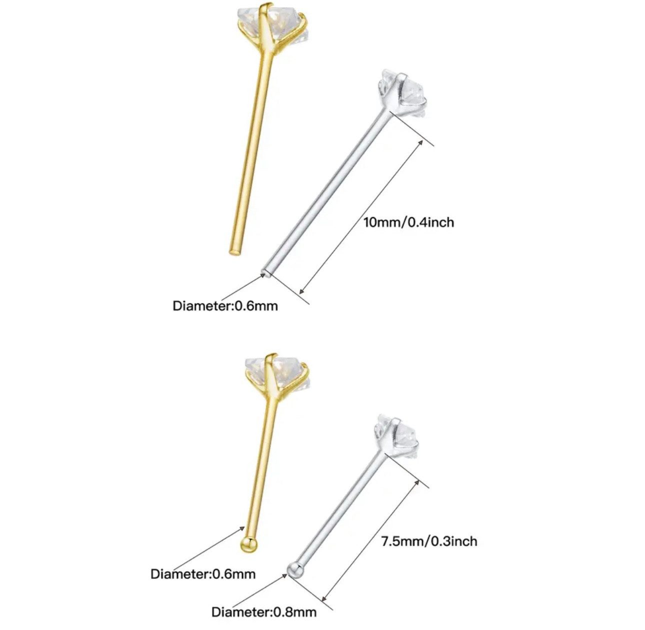 Karisma Schmuck Nasenpiercing Nasenstecker Silber 925 Gerade 2/2,5/3/4mm Zi günstig online kaufen