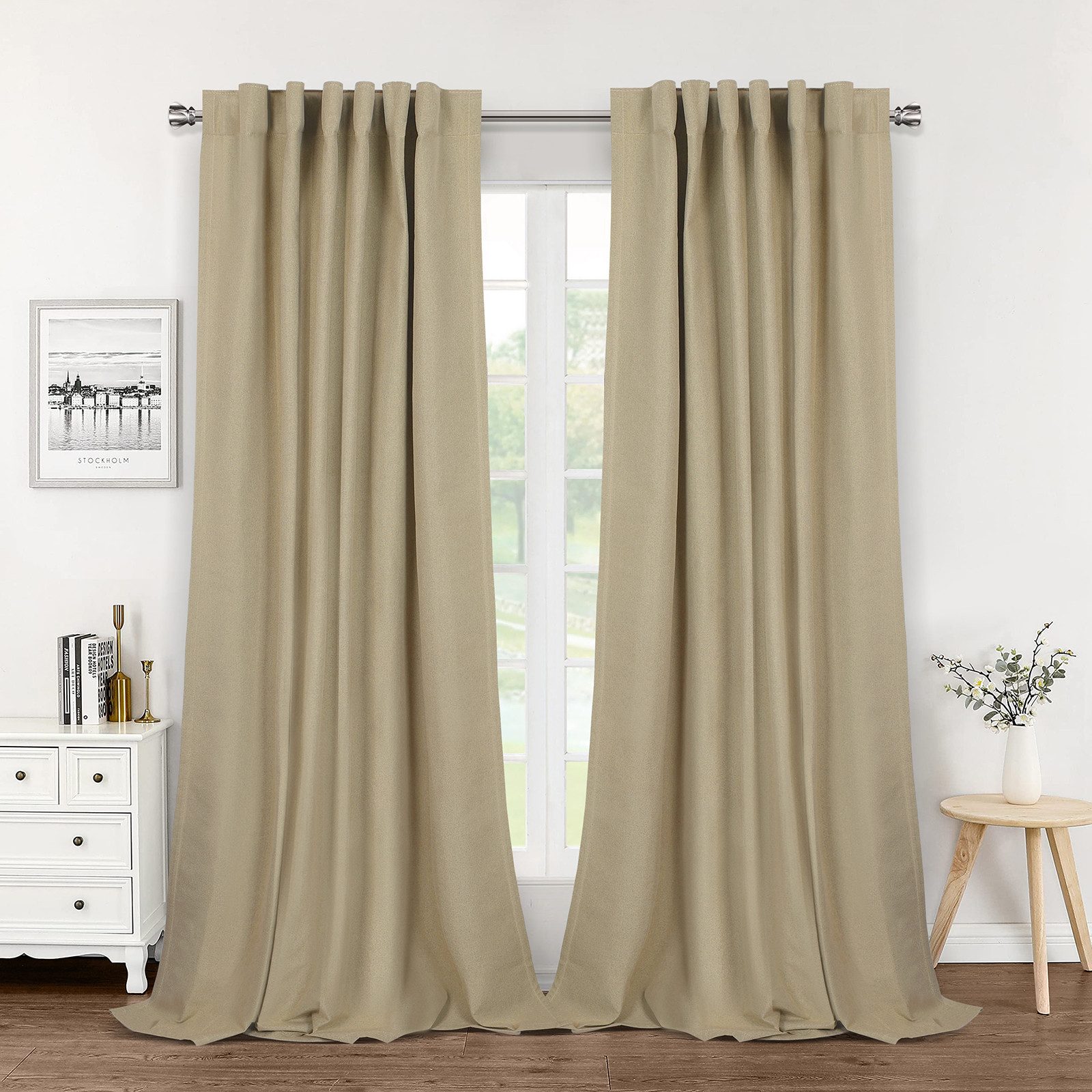 Jibenhome Gardine 100% Blickdichte Leinenoptik Vorhänge Thermovorhang Kälte günstig online kaufen