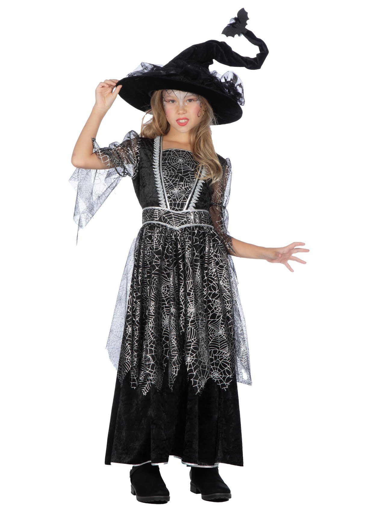 Metamorph Hexen-Kostüm Spider witch Kostüm für Kinder, Magisches Hexenkleid im Spinnen-Look für kleine Zauberinnen