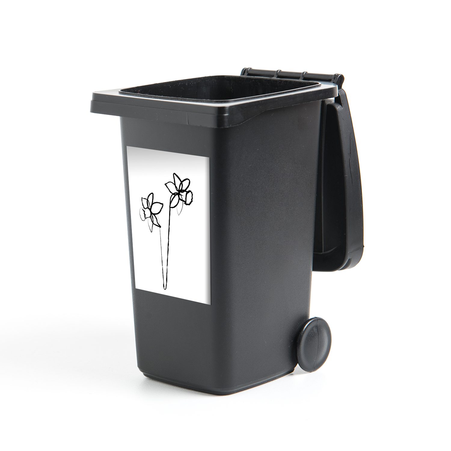 MuchoWow Wandsticker Strichzeichnung - Blumen - Frühling (1 St), Mülleimer-aufkleber, Mülltonne, Sticker, Container, Abfalbehälter