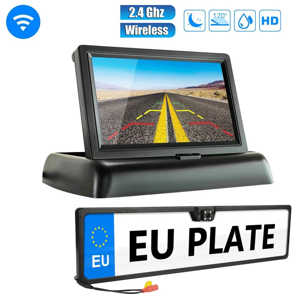 Rückfahrkamera Einparkhilfe Auto Kamera mit 4.3'' Monitor Nachtsicht Rückfahrkamera