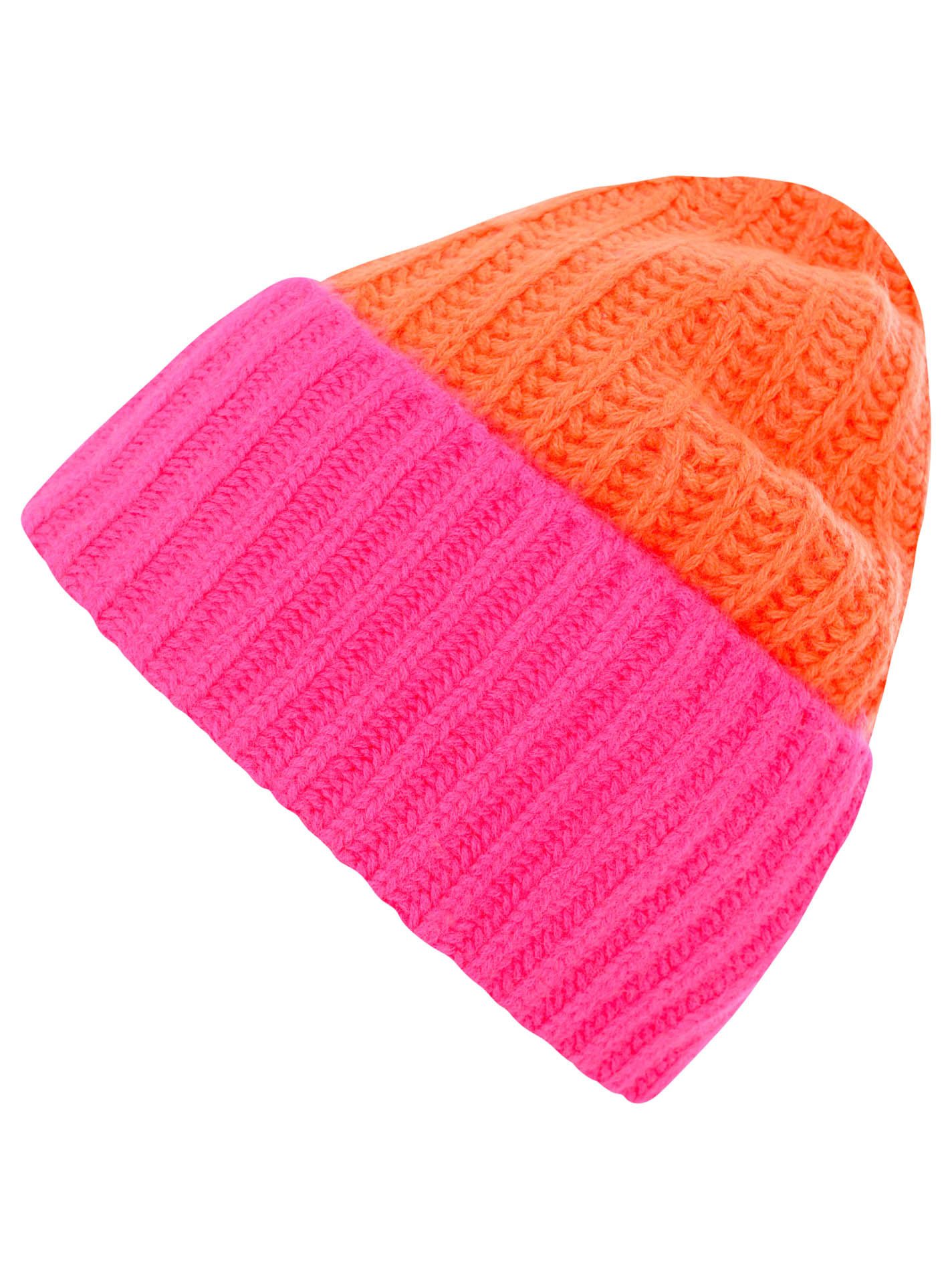 Zwillingsherz Strickmütze 100% Kaschmir Grobstrick Mütze "Zweifarbig"