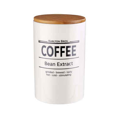 BUTLERS Kaffeedose »KARLTON BROS. Vorratsdose Coffee 1100ml«, Porzellan, Bambus, Vorratsdose Coffee 1100ml - aus Porzellan und Bambus - weiße Dose