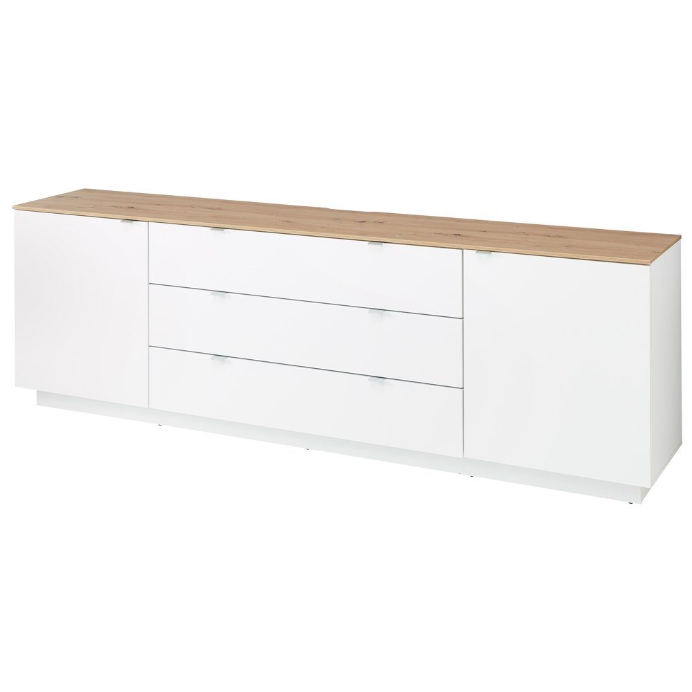 Lomadox Sideboard CUST-36, Fernsehschrank weiß mit Artisan Eiche Breite 240 cm