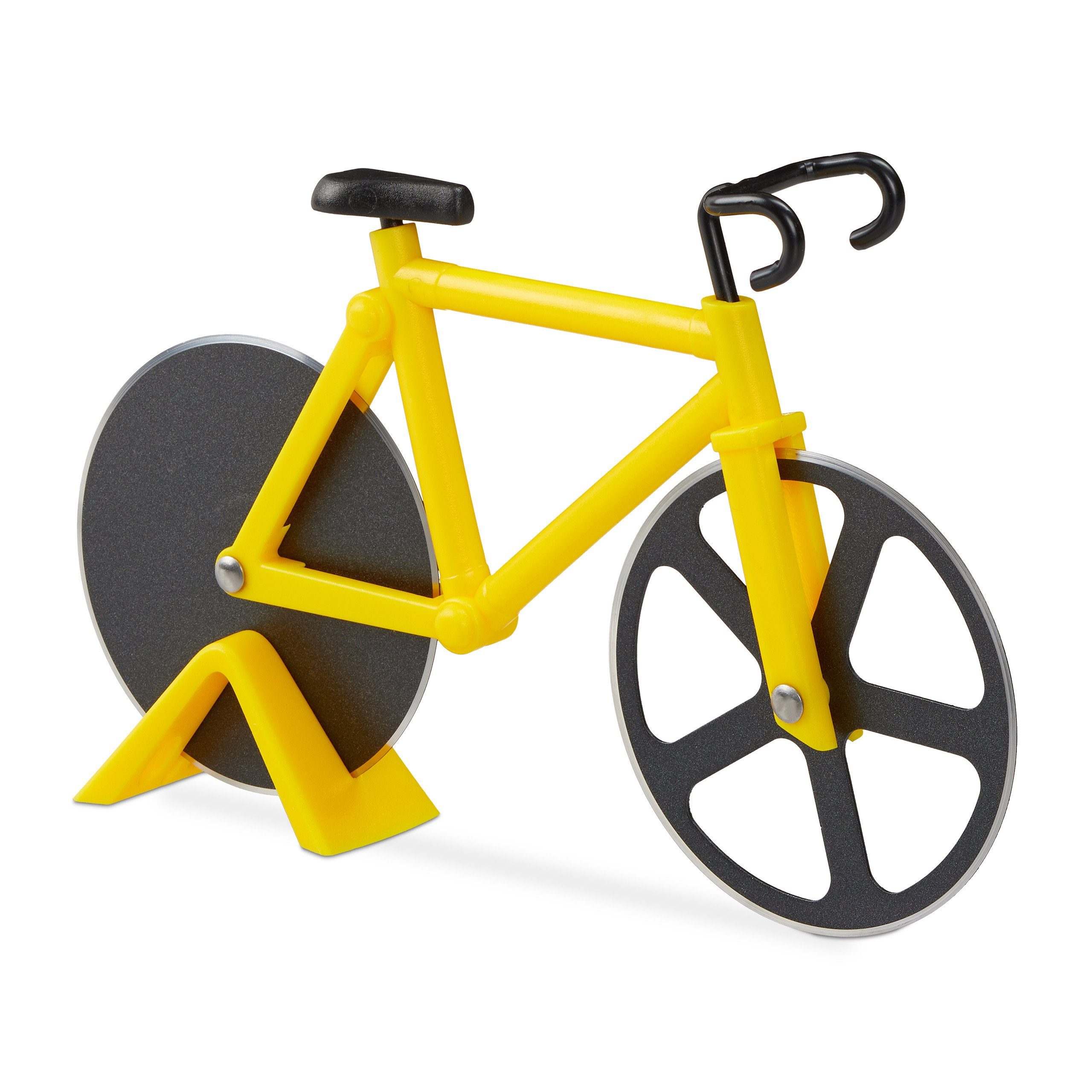 gelb Fahrrad 1 x Pizzaschneider relaxdays Pizzaschneider
