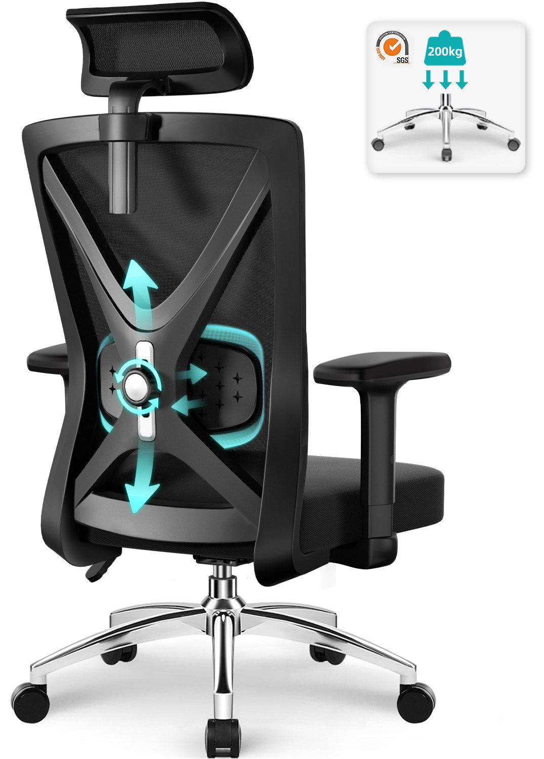 Adormii Bürostuhl Ergonomischer Bürostuhl,Bürostuhl mit Weiches-3D-Lendenki günstig online kaufen
