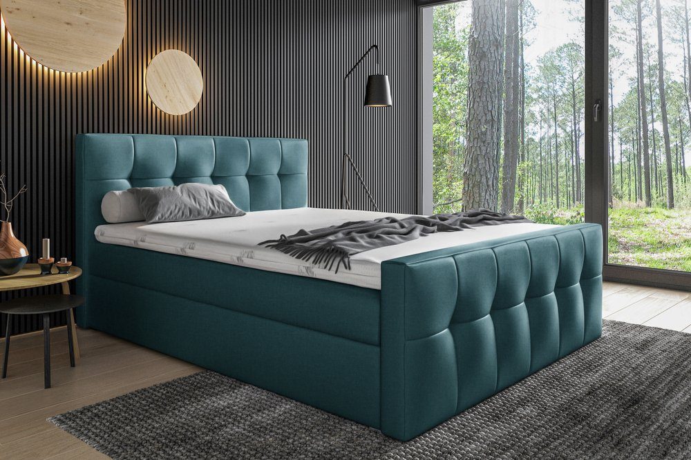 99rooms Boxspringbett Tango (Schlafzimmerbett, Bett), mit Taschenfederkern Matratze und Topper, Bettkasten, mit Steppung