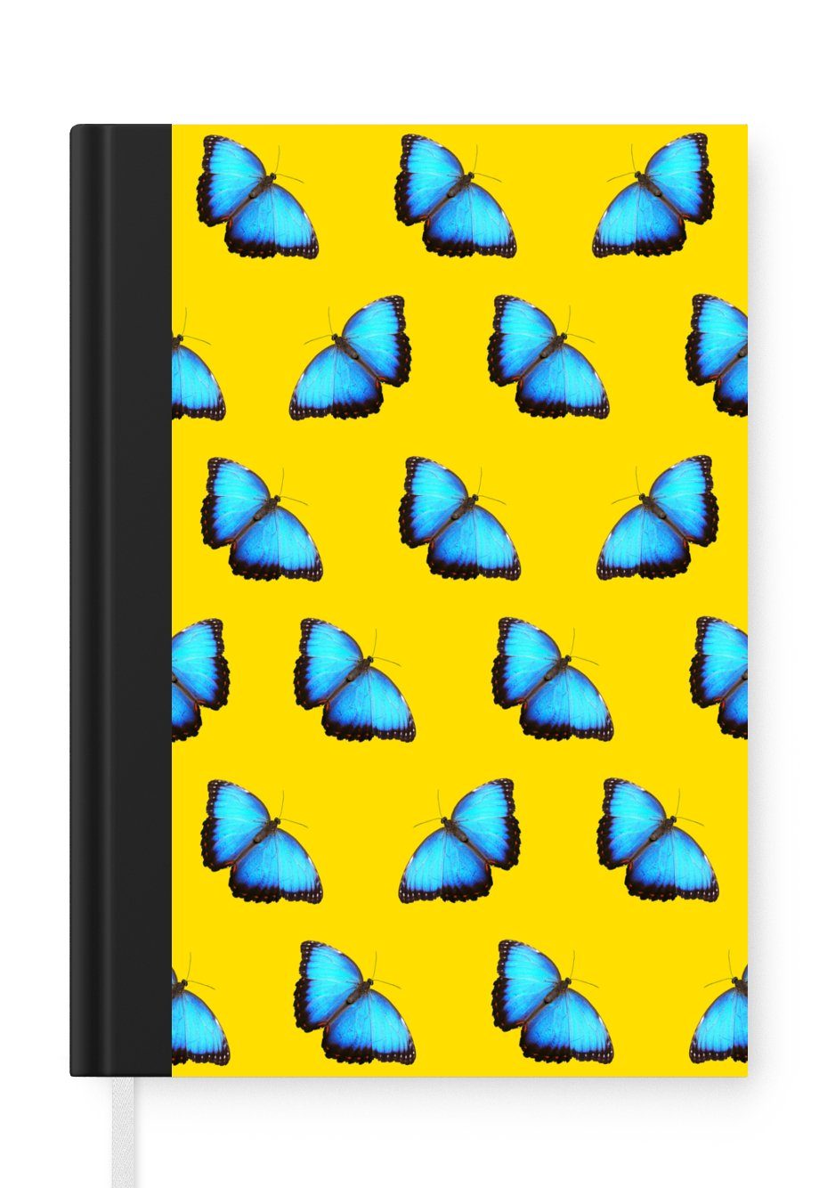 Notizheft, Schmetterlinge Merkzettel, Muster, Tagebuch, Seiten, Blau A5, Haushaltsbuch - MuchoWow Notizbuch Journal, - 98